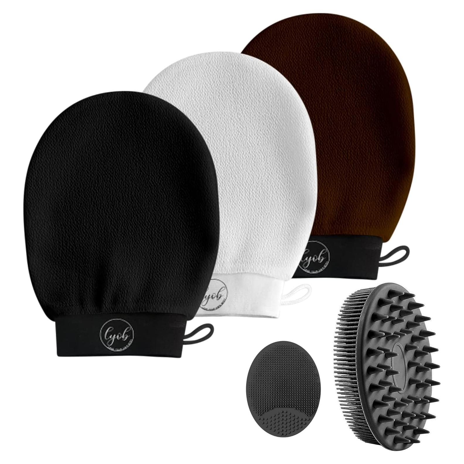 Set de Exfoliación de Baño 5-en-1 Negro - Silicona y Viscosa
