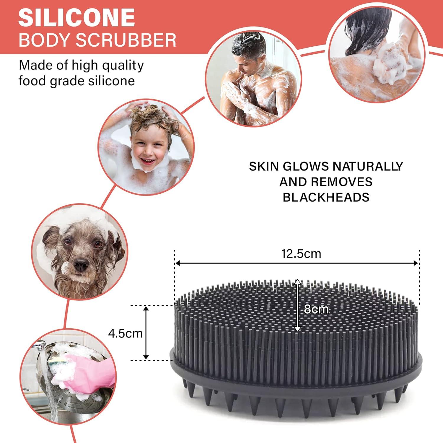 Set de Exfoliación de Baño 5-en-1 Negro - Silicona y Viscosa