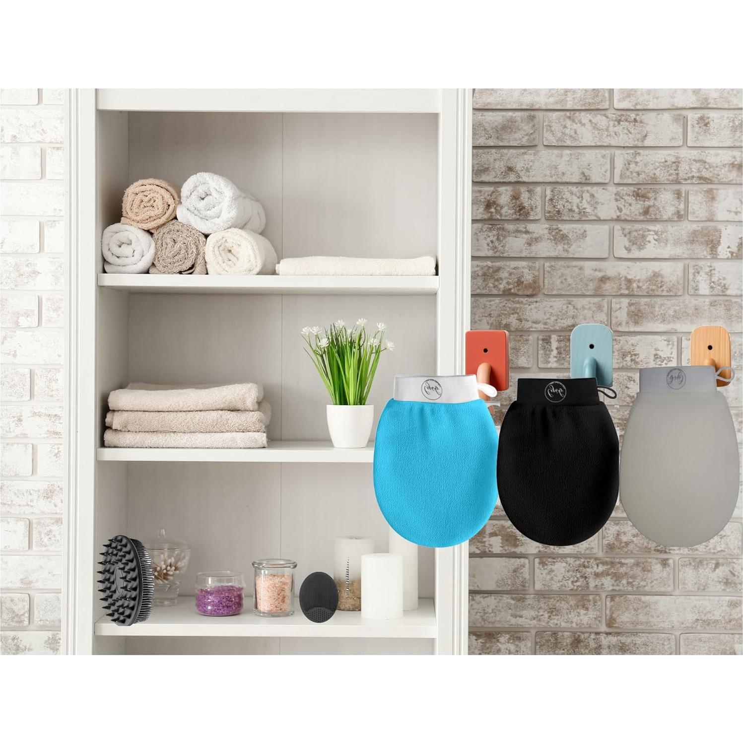 Set de Exfoliación de Baño 5-en-1 Negro - Silicona y Viscosa