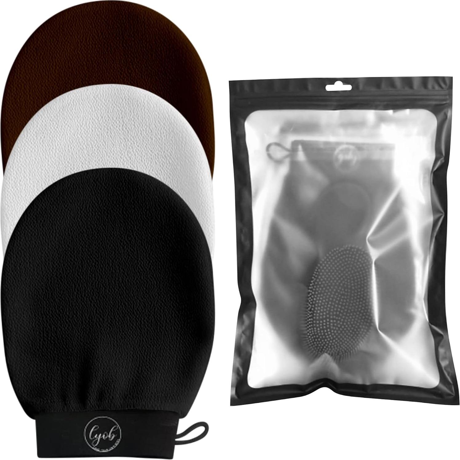 Set de Exfoliación de Baño 5-en-1 Negro - Silicona y Viscosa