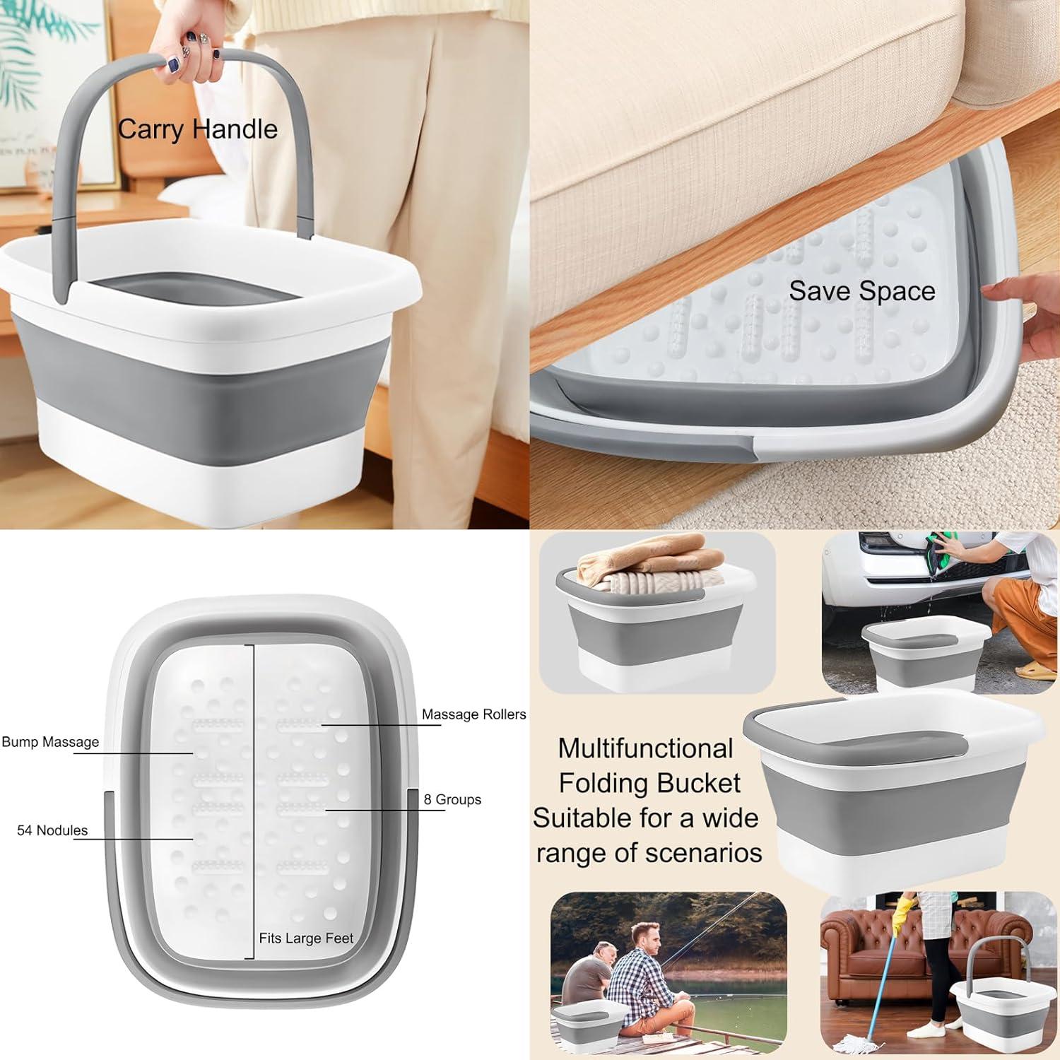 Bañera de Remojo para Pies Plegable Lanwexy + 16 Bombas Aromáticas