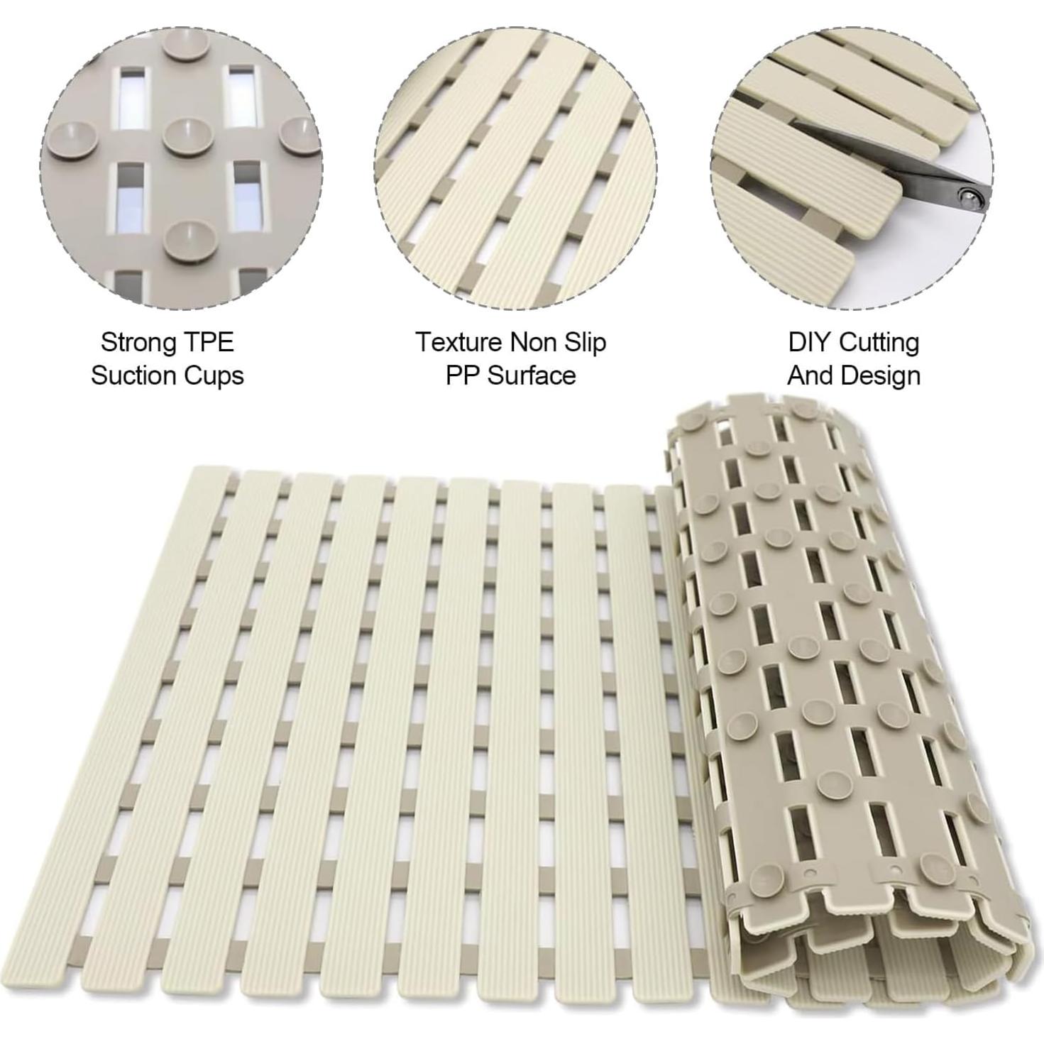 Alfombra de Ducha Antideslizante BYTANA 100x40 cm Beige