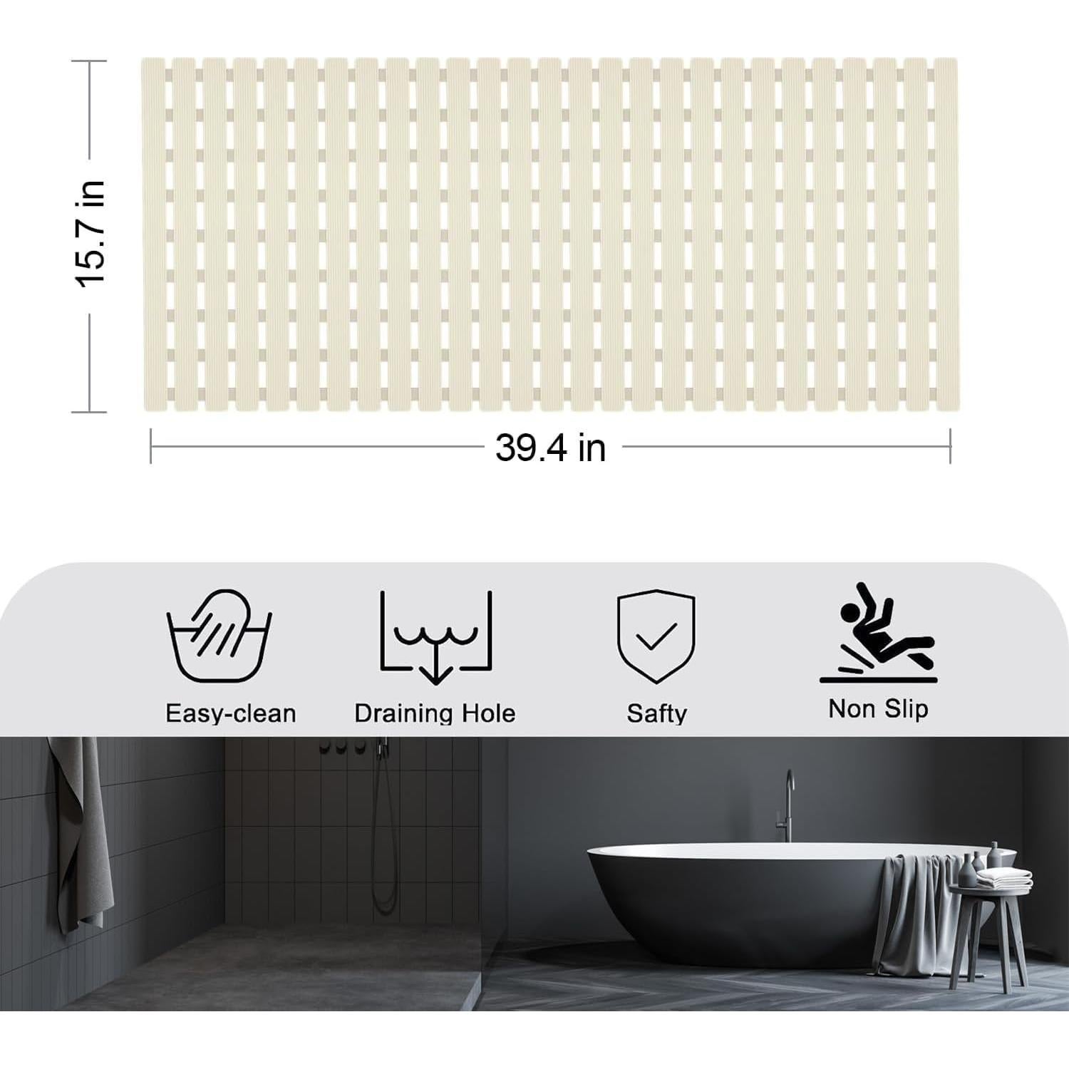 Alfombra de Ducha Antideslizante BYTANA 100x40 cm Beige