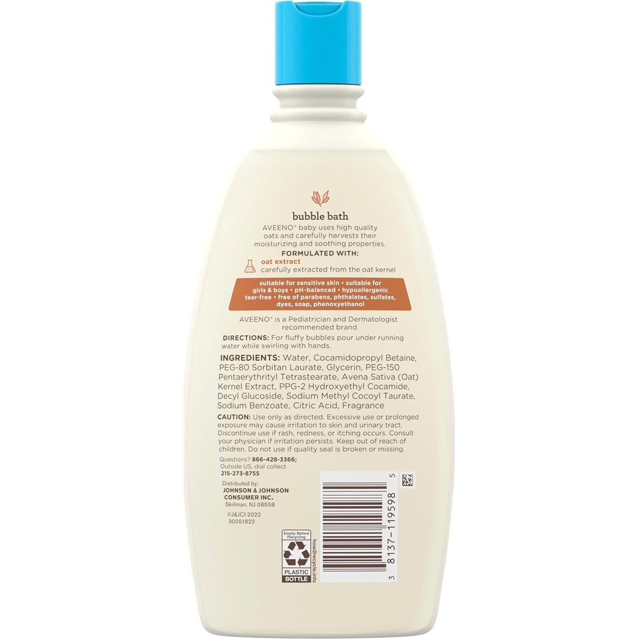 Baño de Burbujas Aveeno Baby 567 ml Piel Sensible Hipoalergénico