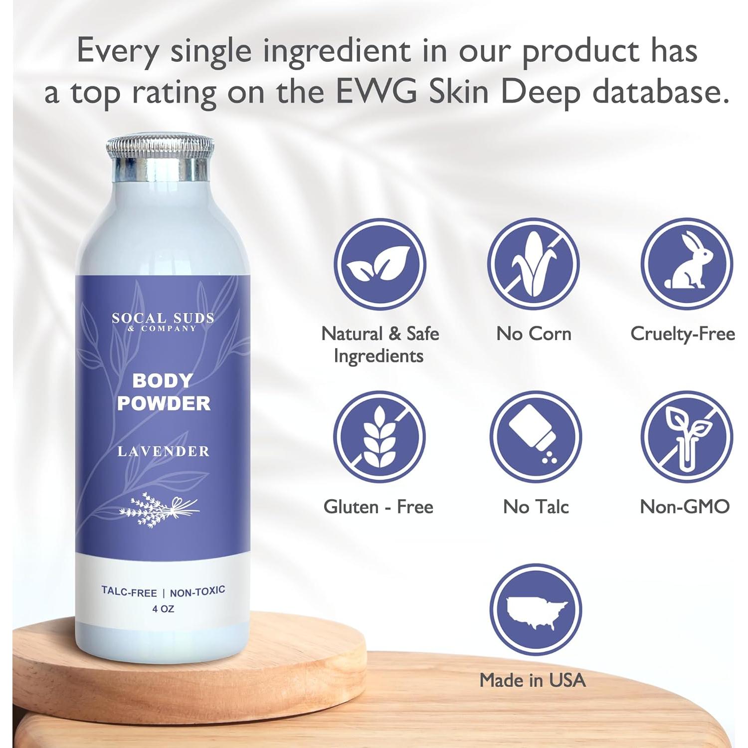 Polvo Corporal Natural SoCal Suds 113.4g Lavanda Sin Talco