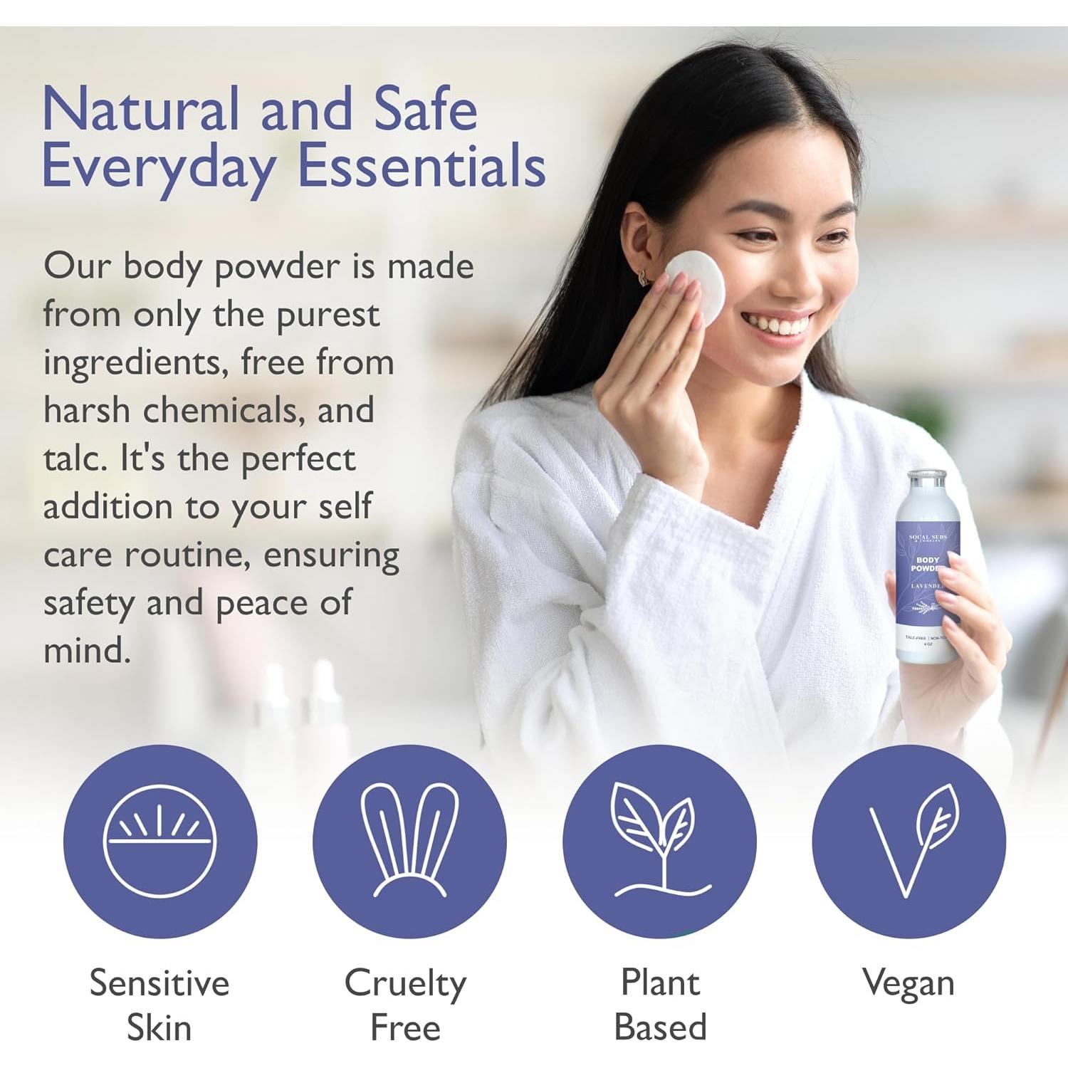 Polvo Corporal Natural SoCal Suds 113.4g Lavanda Sin Talco