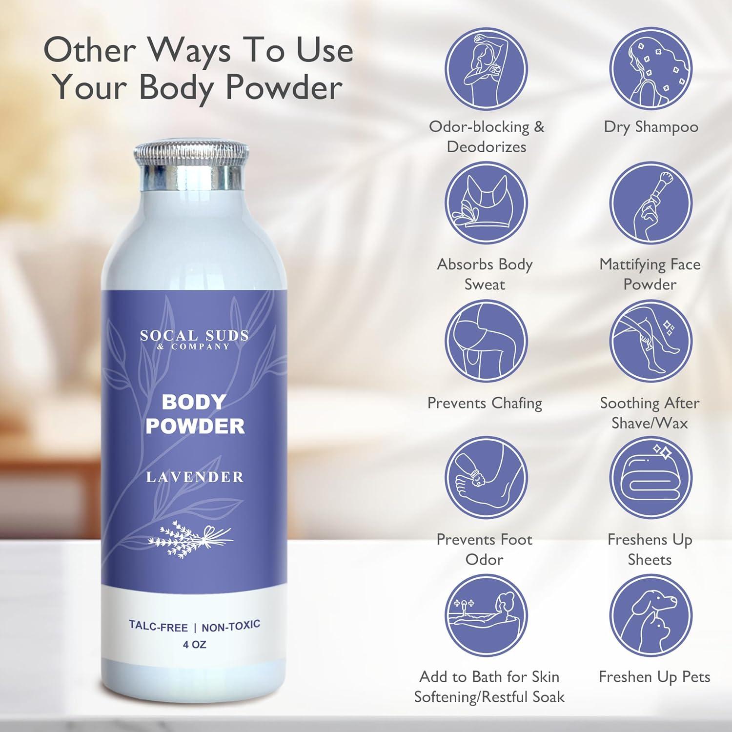 Polvo Corporal Natural SoCal Suds 113.4g Lavanda Sin Talco