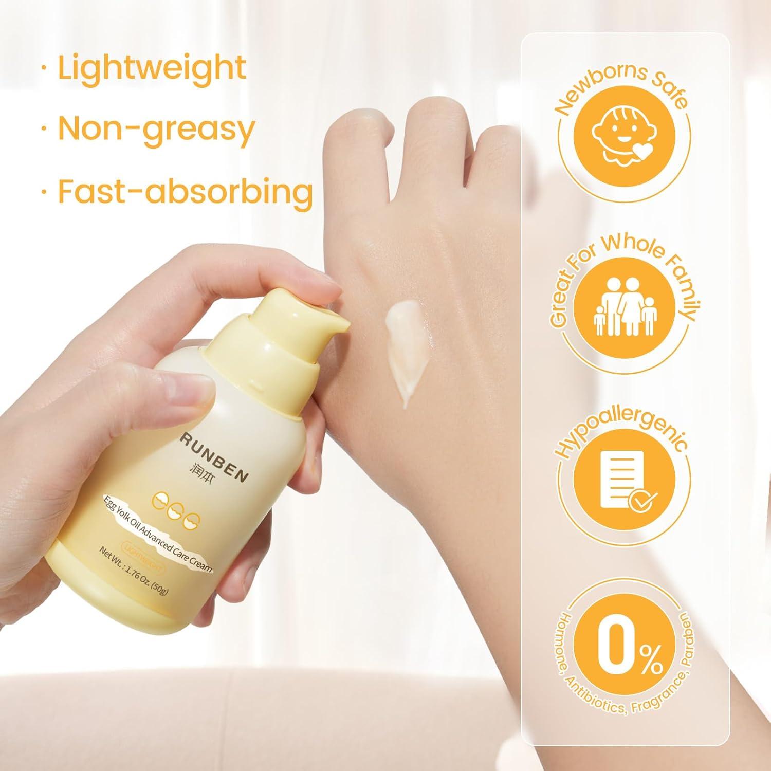 Crema Hidratante Facial RUNBEN Bebé 50g - Aceite de Yema de Huevo