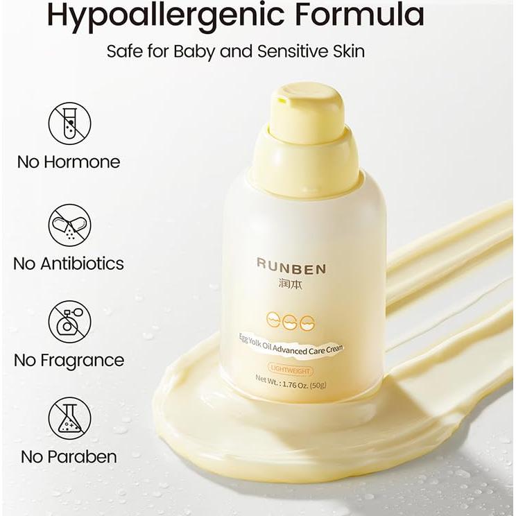 Crema Hidratante Facial RUNBEN Bebé 50g - Aceite de Yema de Huevo