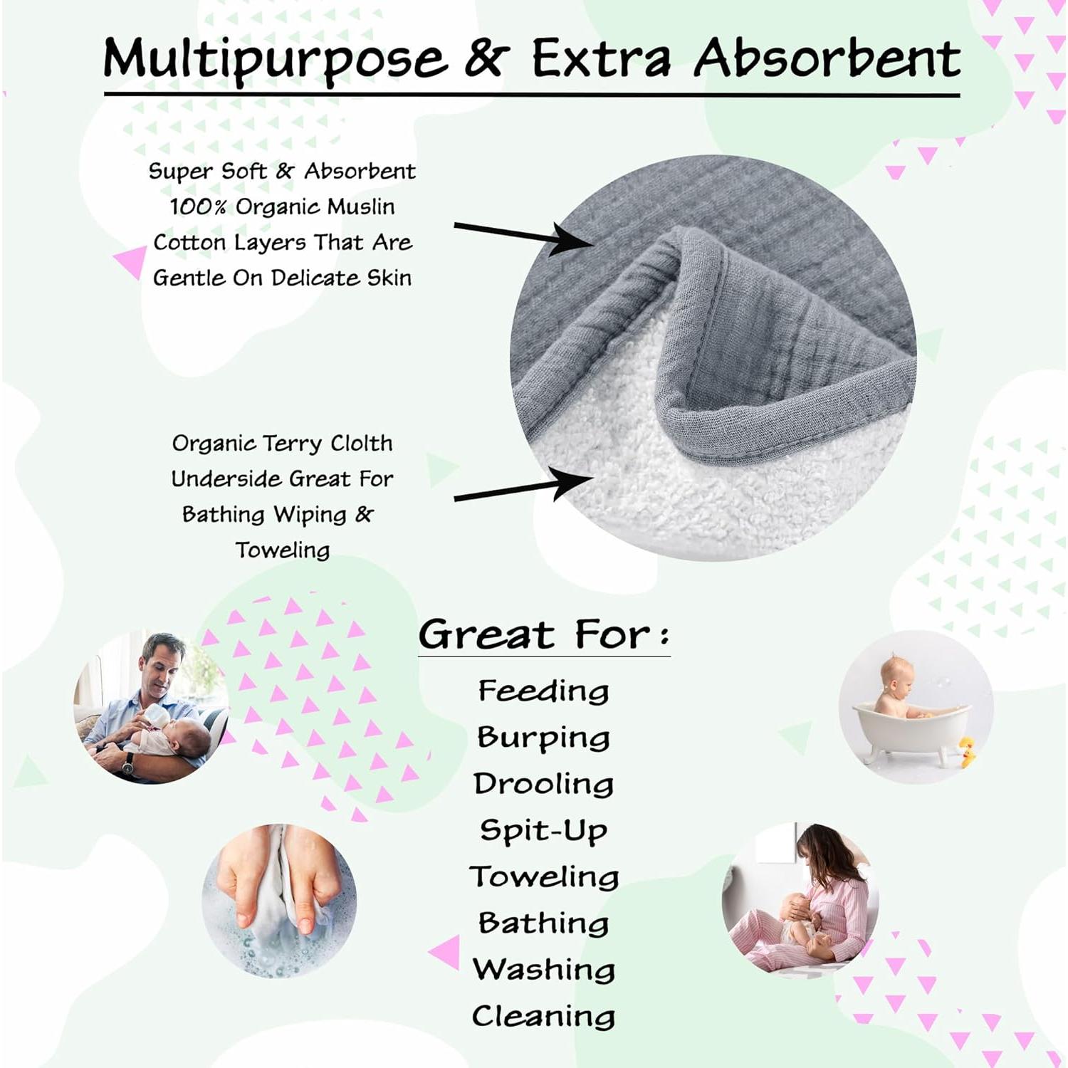 Pañuelo para Eructos Bebé Esquina de Aiden 100% Algodón Orgánico 3 Piezas