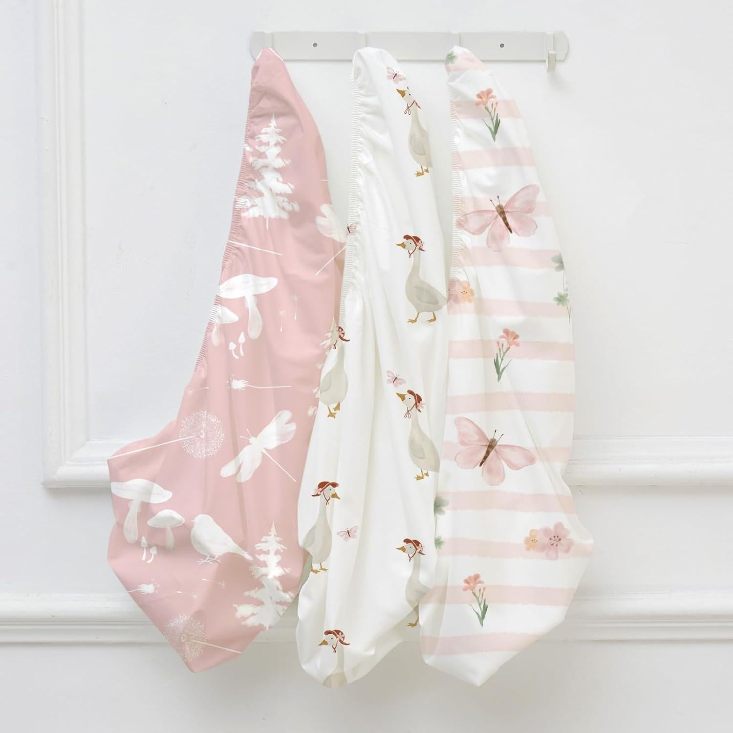 Paquete de 3 Sábanas de Cuna Orgánicas Civarua Kids Rosa