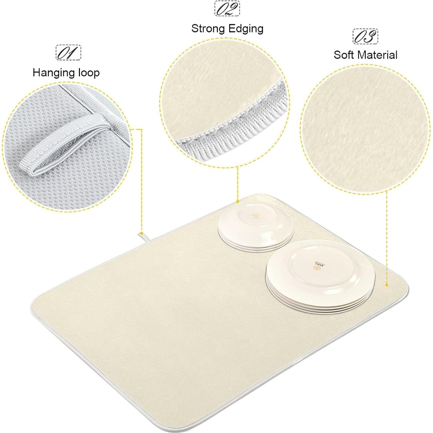 Alfombrilla Secado Platos Dussdil Beige 40.6x45.7 cm Microfibra