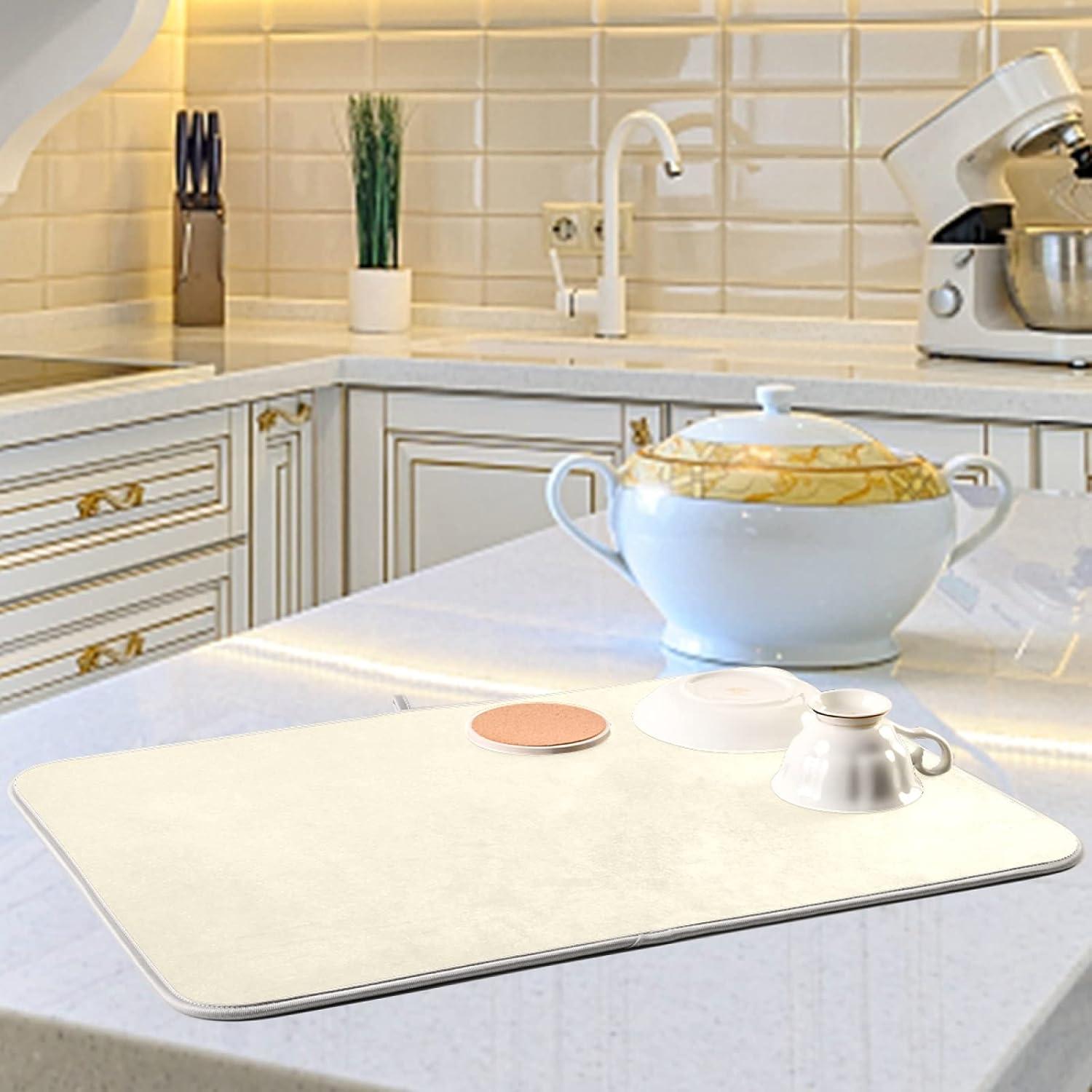 Alfombrilla Secado Platos Dussdil Beige 40.6x45.7 cm Microfibra