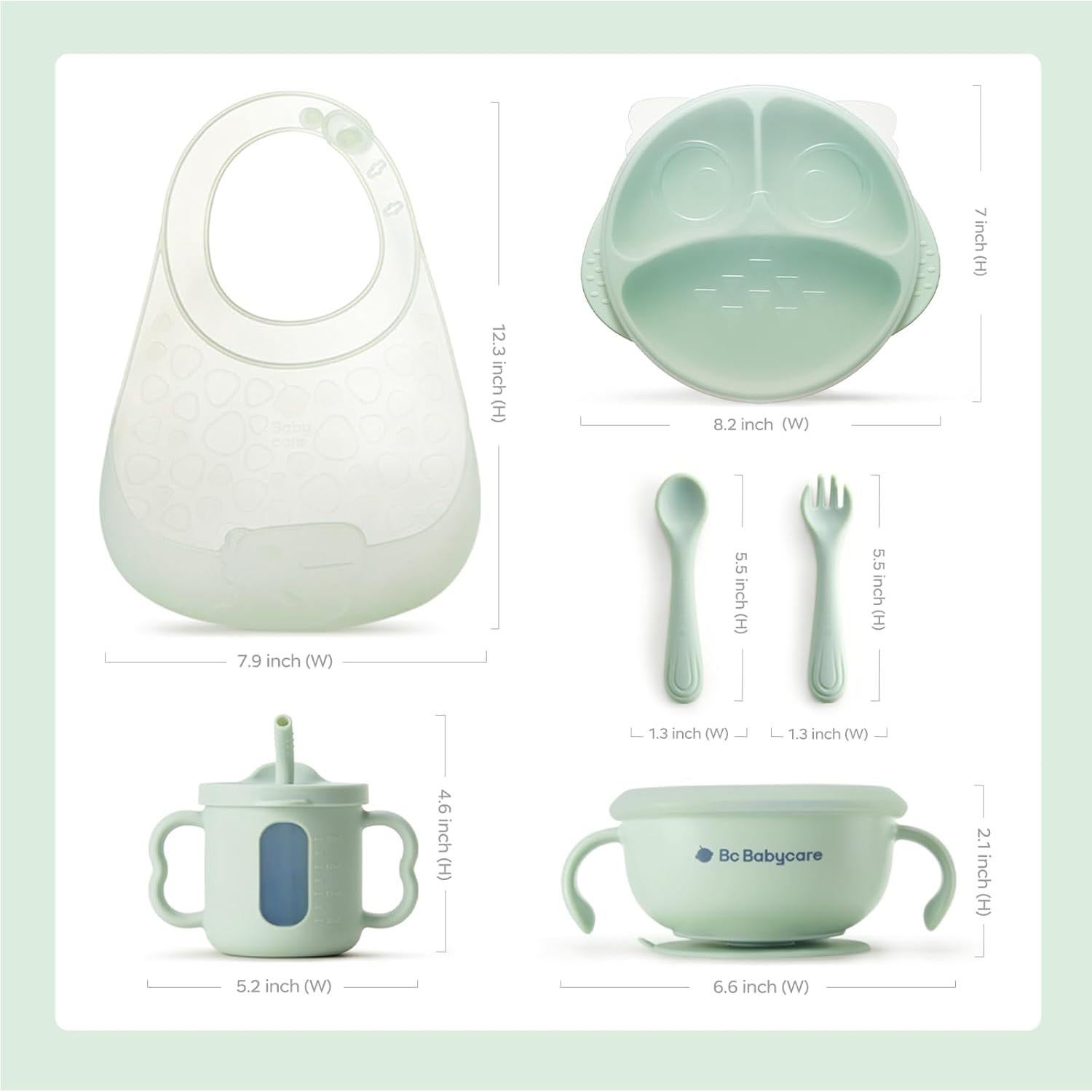 Juego de Alimentación de Silicona 6 Piezas bc babycare Verde