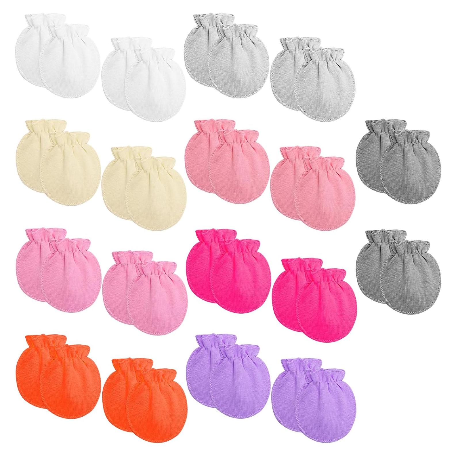 18 Pares Mitones de Algodón para Bebés 0-6 Meses Coloridos