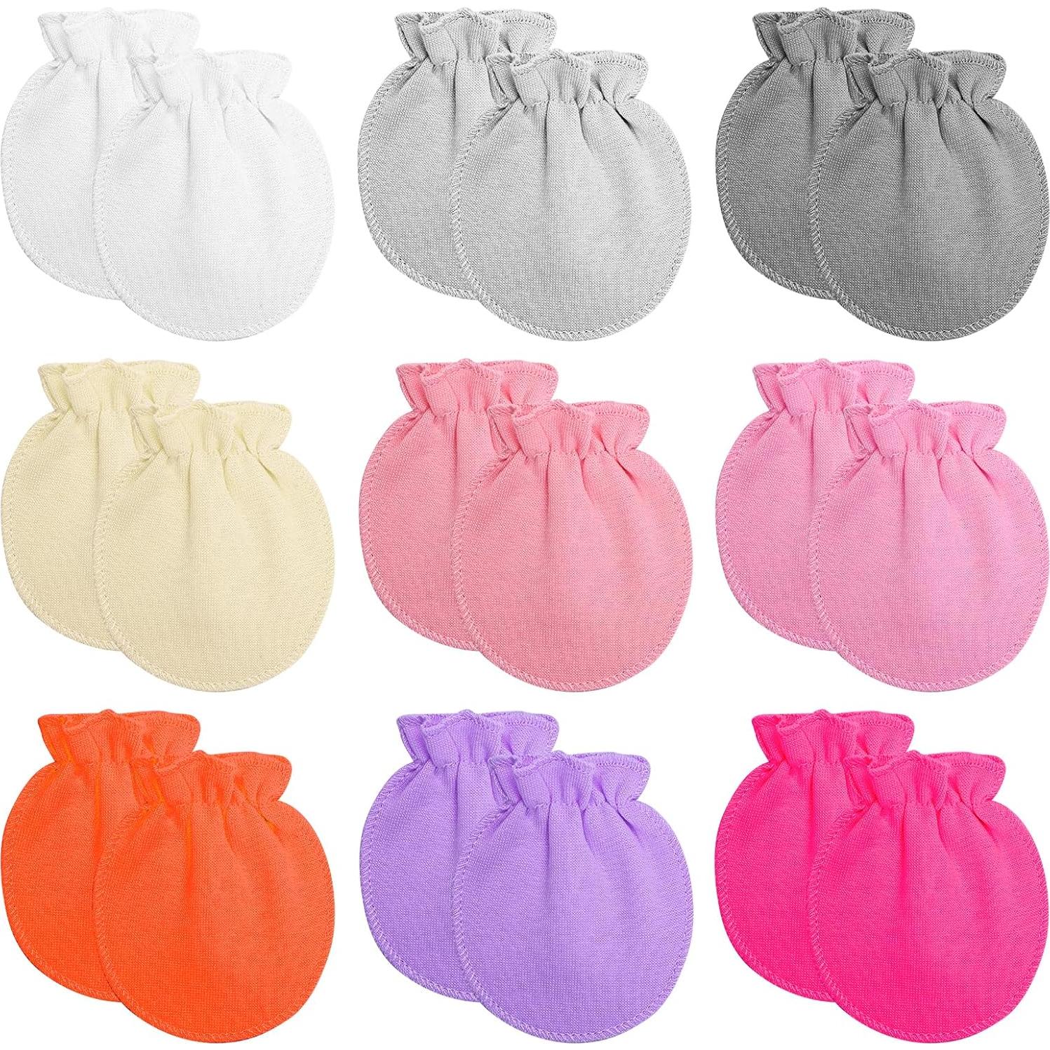 18 Pares Mitones de Algodón para Bebés 0-6 Meses Coloridos