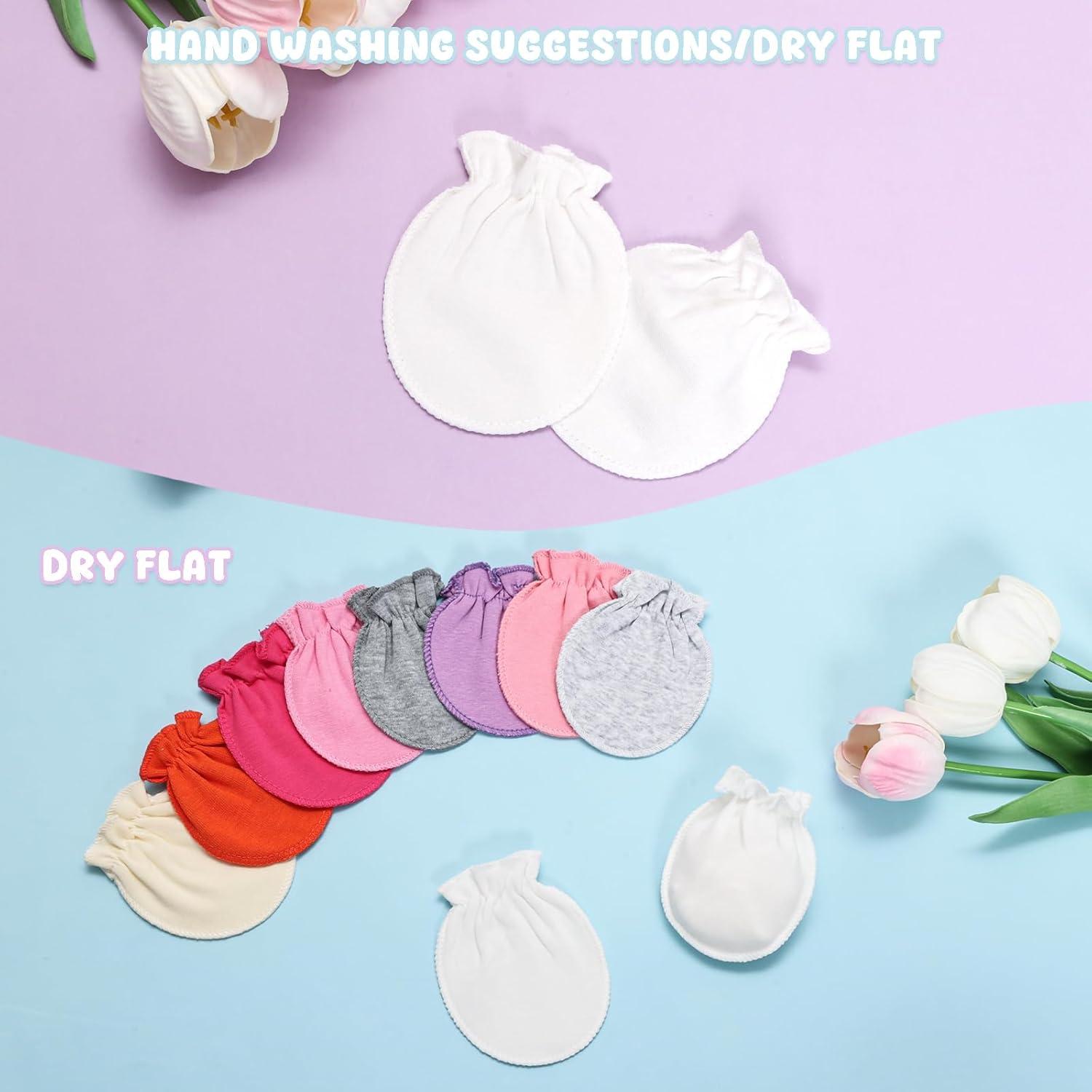 18 Pares Mitones de Algodón para Bebés 0-6 Meses Coloridos