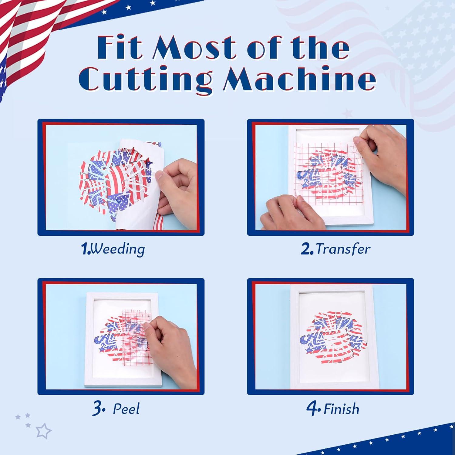 Banderas del 4 de julio HTVSTD - Vinilo Adhesivo Permanente 12 Hojas