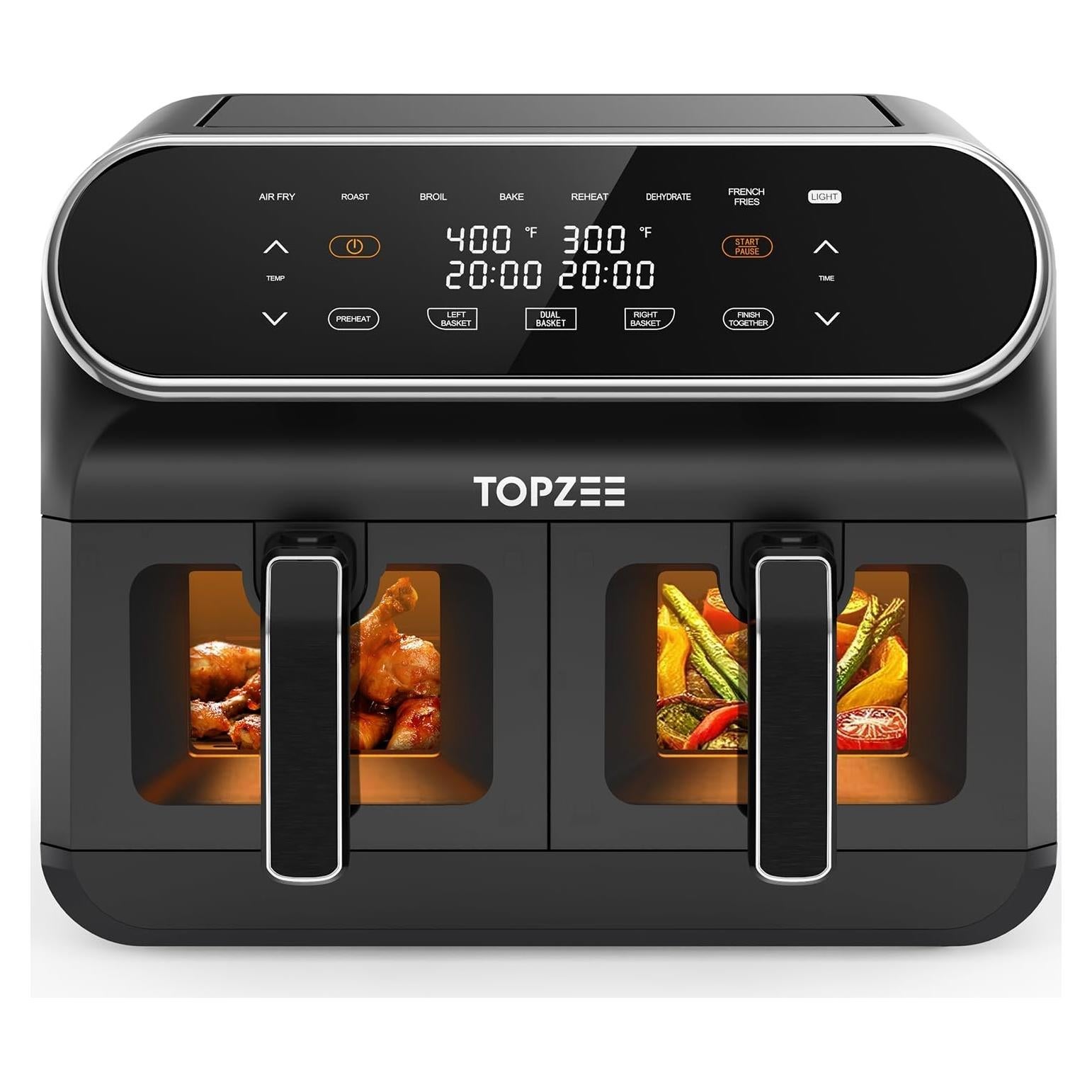 Freidora de Aire Doble Cesta Topzee 8 QT Negra 1700W