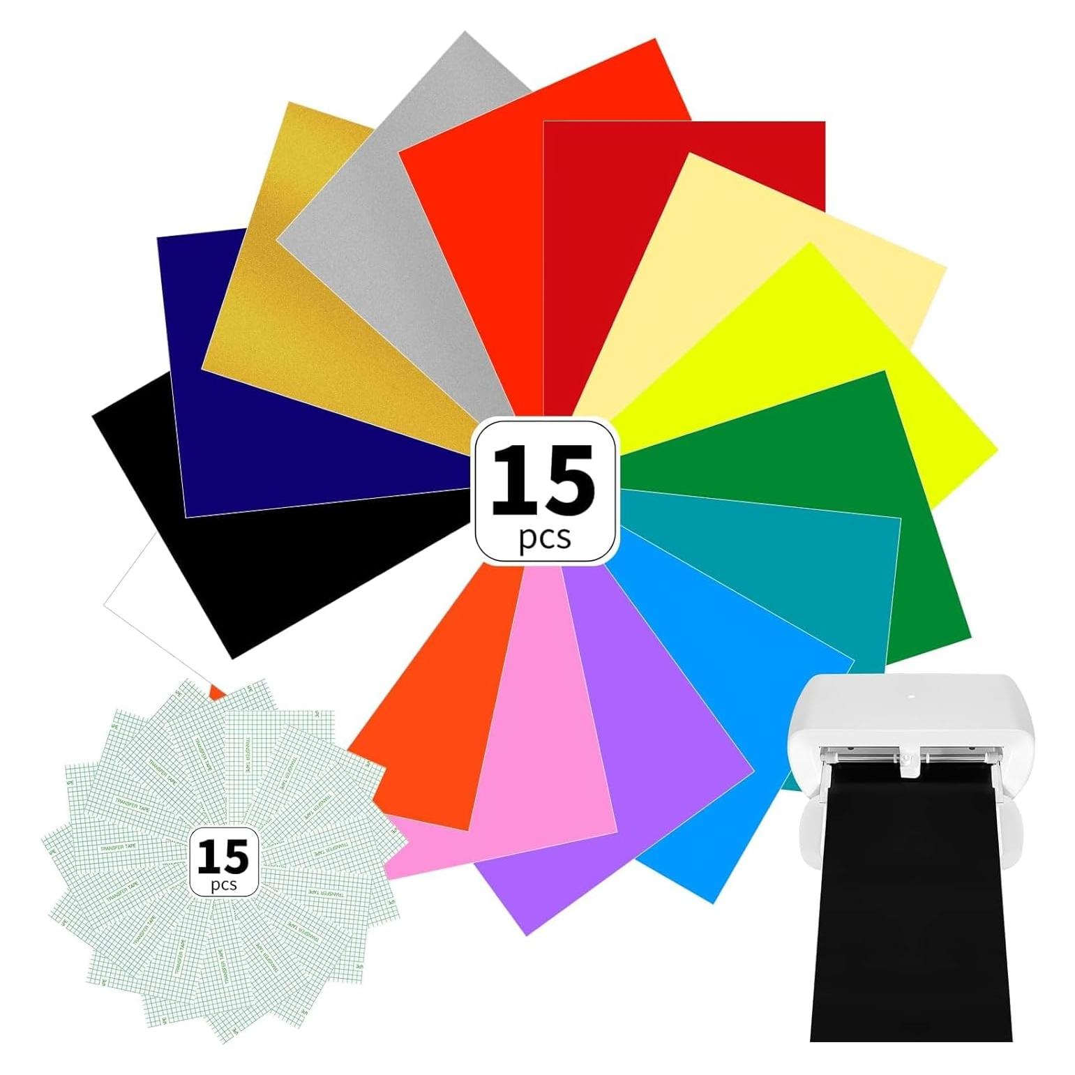 Vinilo Adhesivo Permanente MeYuxg 15 Colores para Cricut Joy