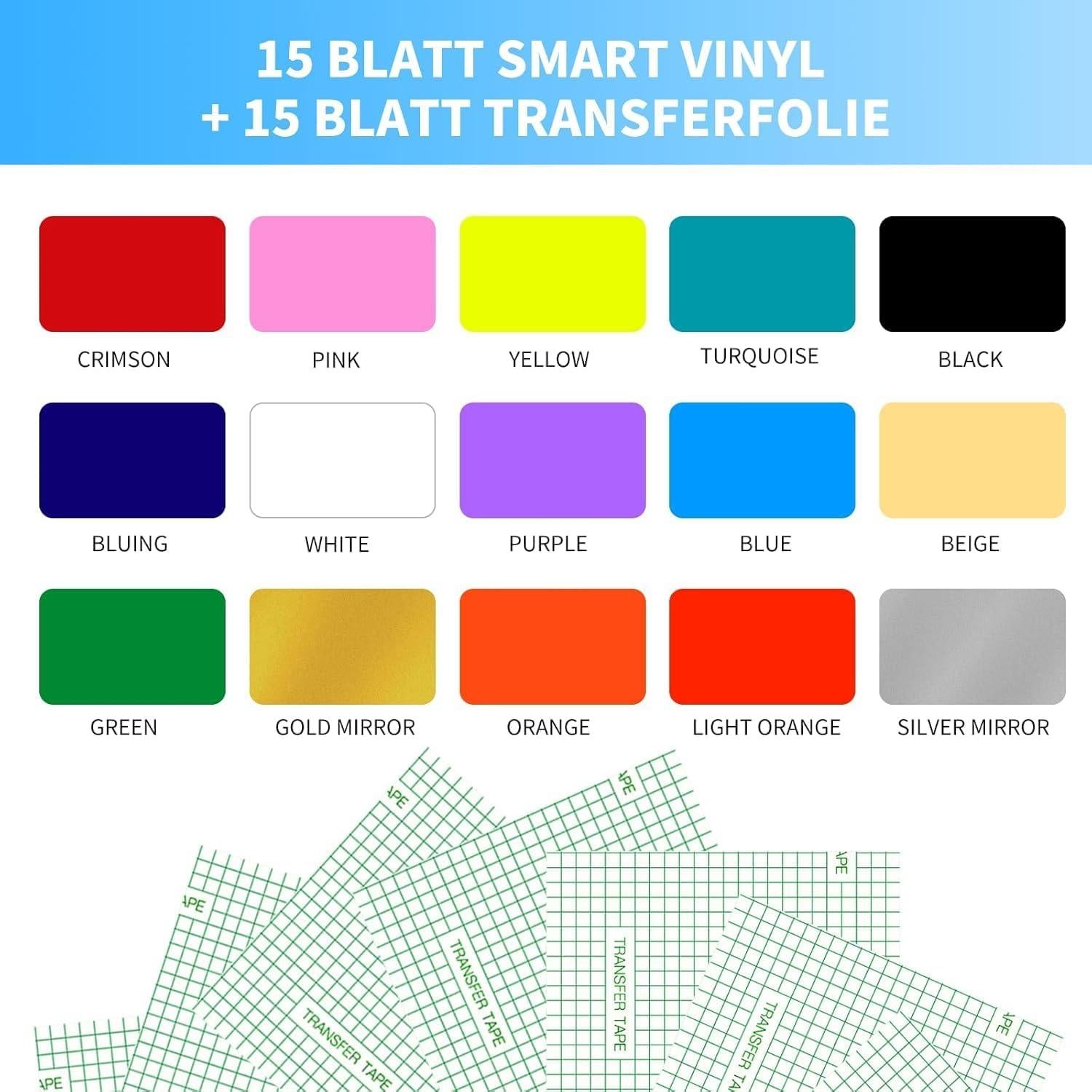 Vinilo Adhesivo Permanente MeYuxg 15 Colores para Cricut Joy