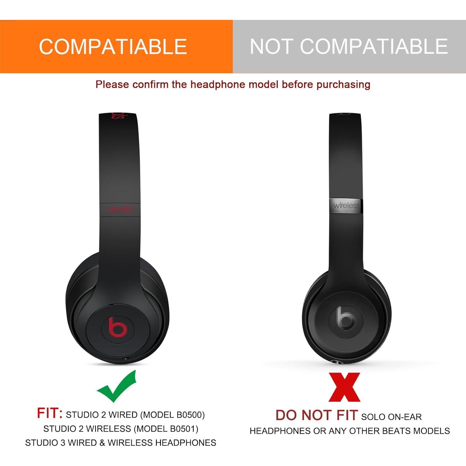 Almohadillas de Repuesto GVOEARS para Beats Studio 2 y 3 - Negro