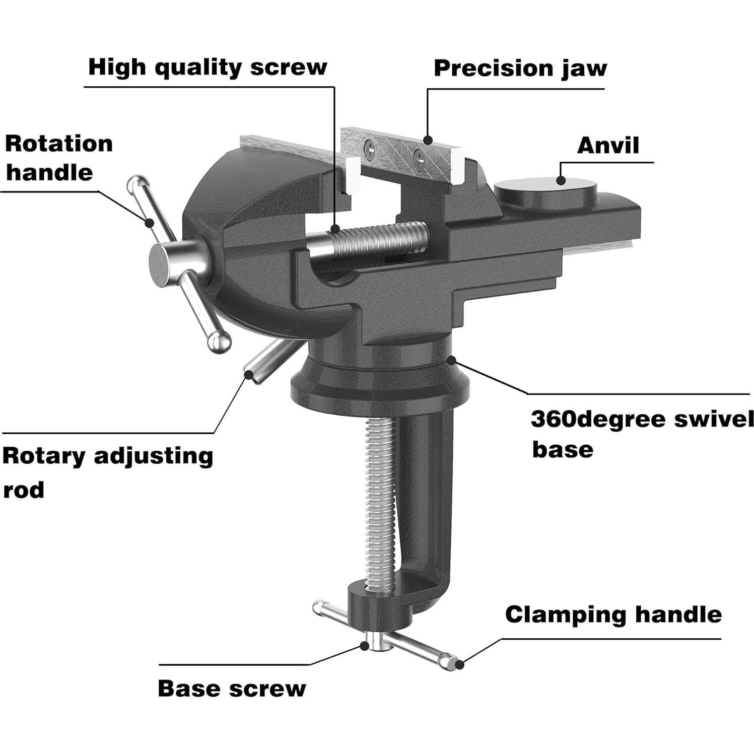 Morsa Portátil Sujeta Banco Trabajo Shangyoyi 7.11 cm Negra