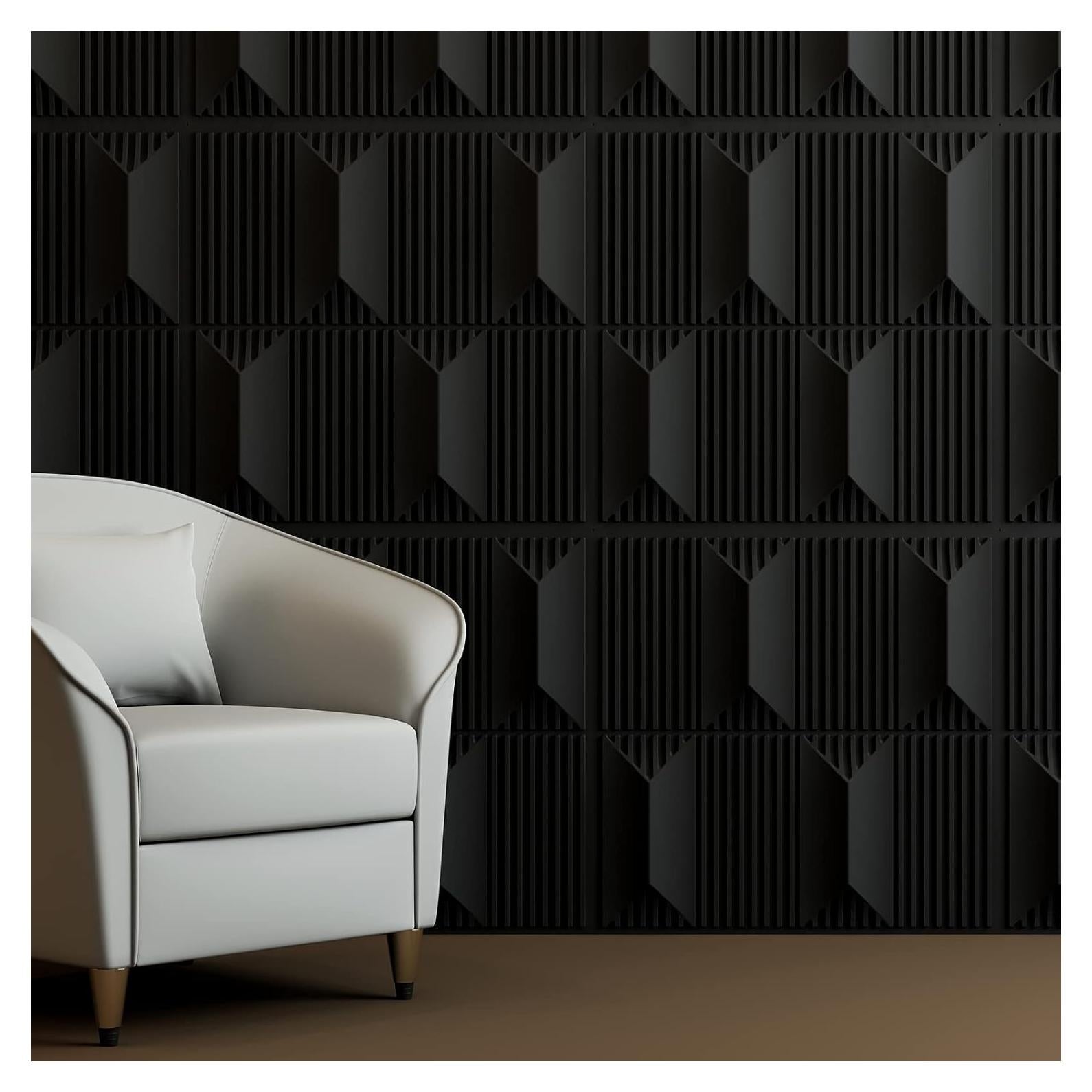 Paneles de Pared 3D PVC Art3dwallpanels 50x50cm Negro - Paquete de 12