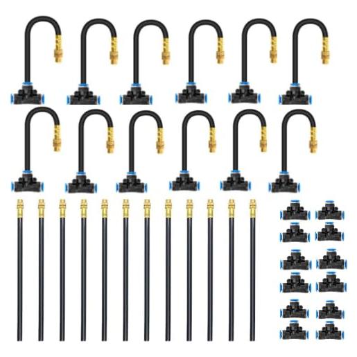 Sistema de Riego por Goteo Mixc 2025, 12 Boquillas Ajustables de Cobre