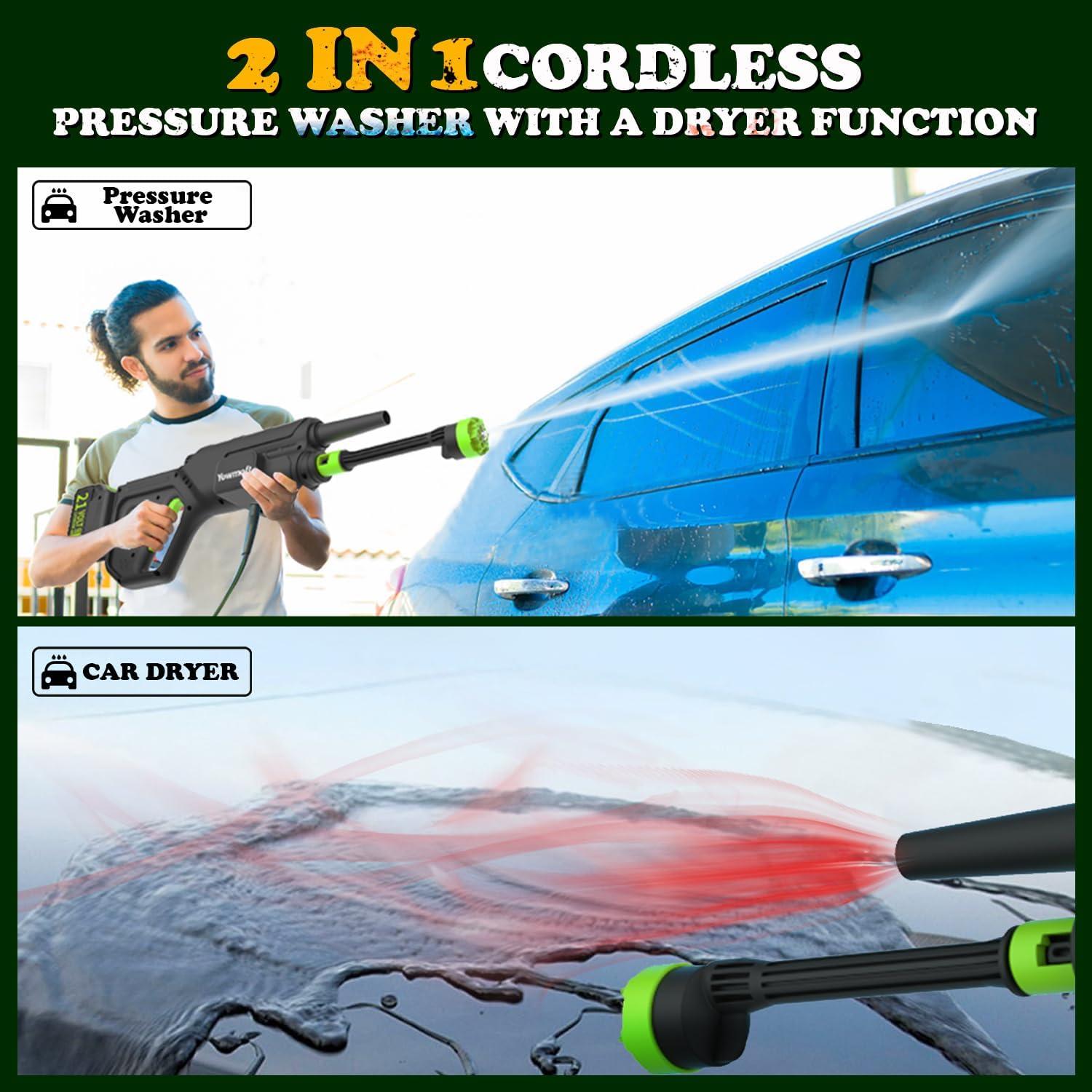 Lavadora a Presión Inalámbrica Yowmoft 2 en 1 1100 PSI