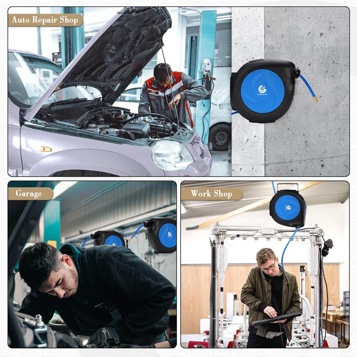 Carrete de Manguera de Aire G GOOD GAIN 15m x 9.5mm Azul