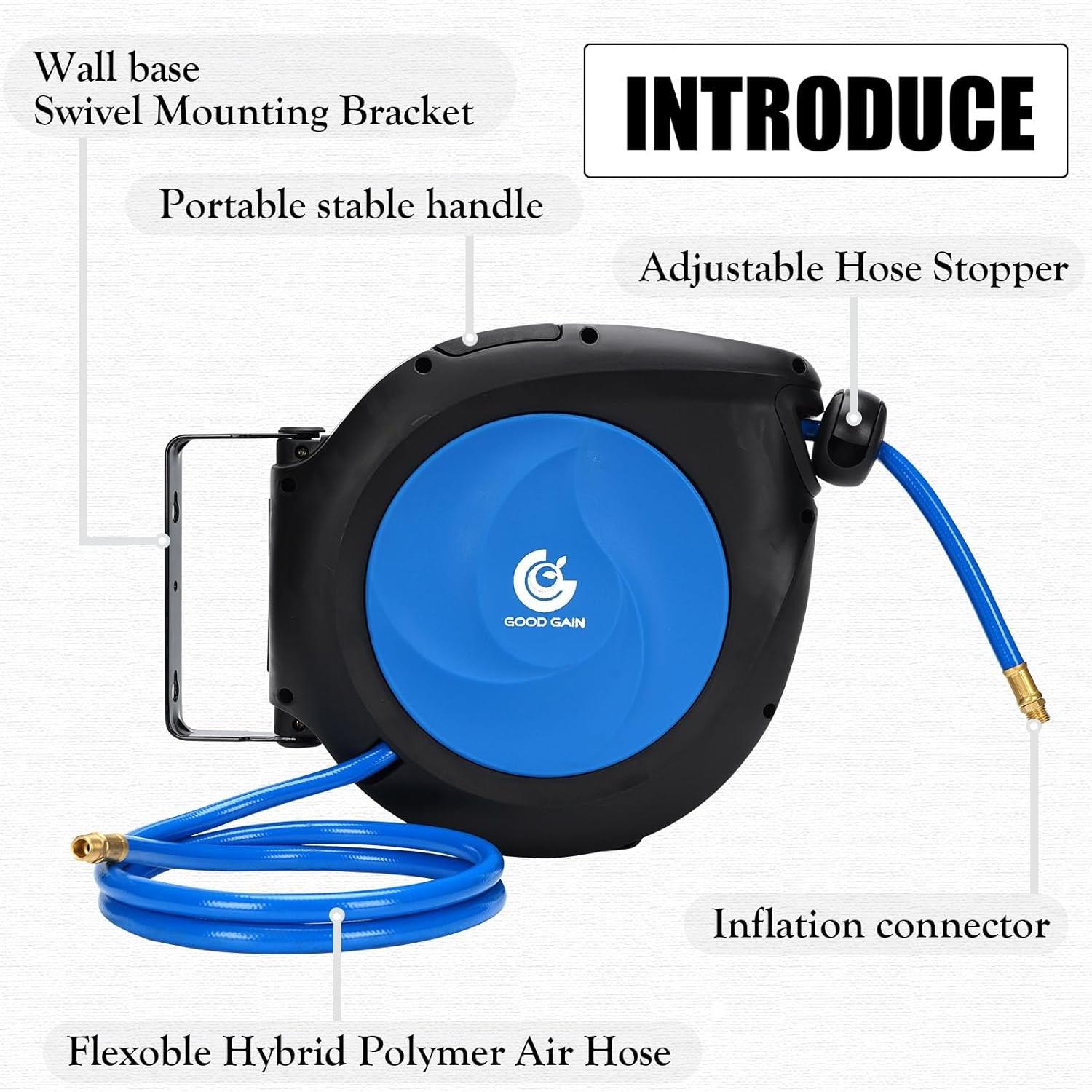 Carrete de Manguera de Aire G GOOD GAIN 15m x 9.5mm Azul