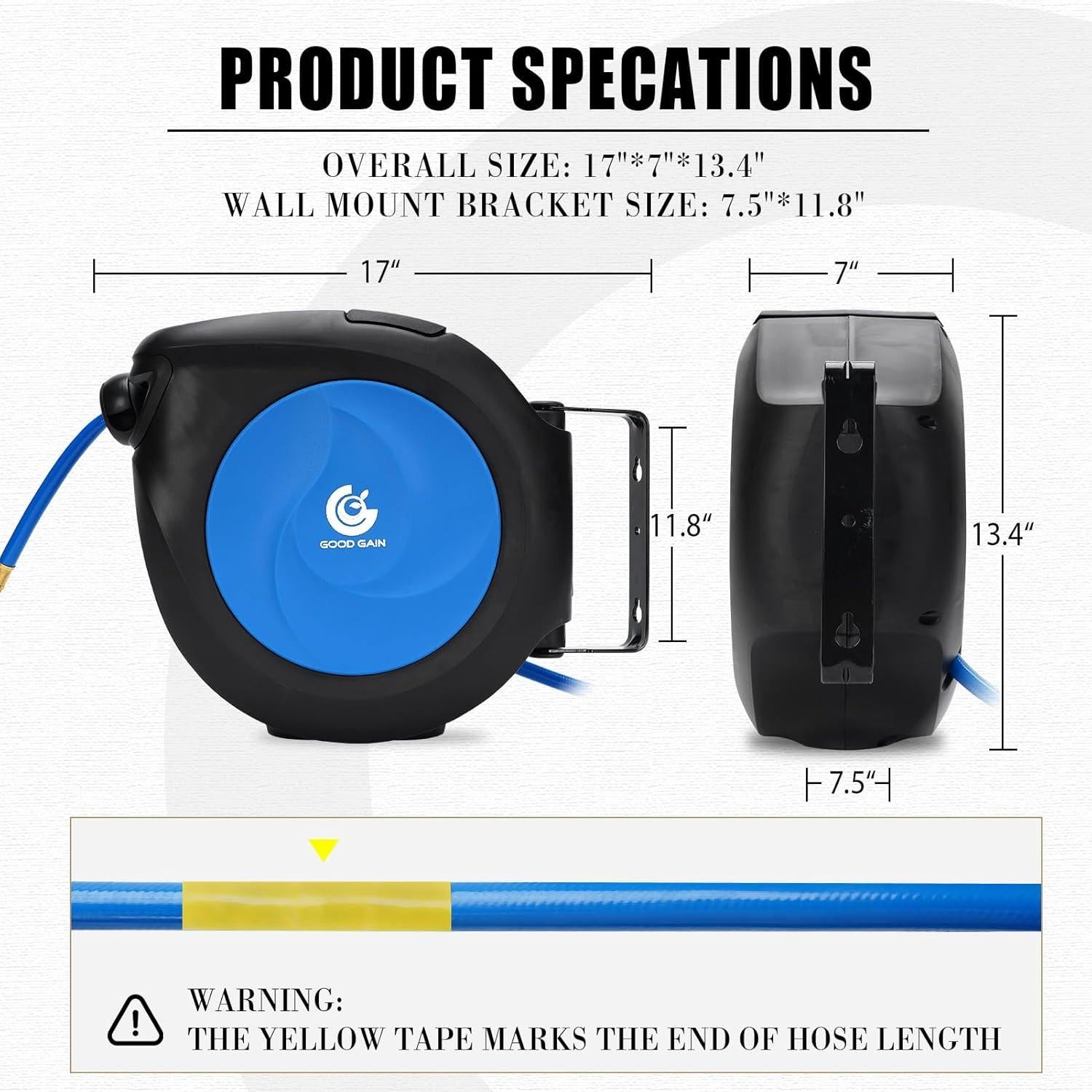 Carrete de Manguera de Aire G GOOD GAIN 15m x 9.5mm Azul