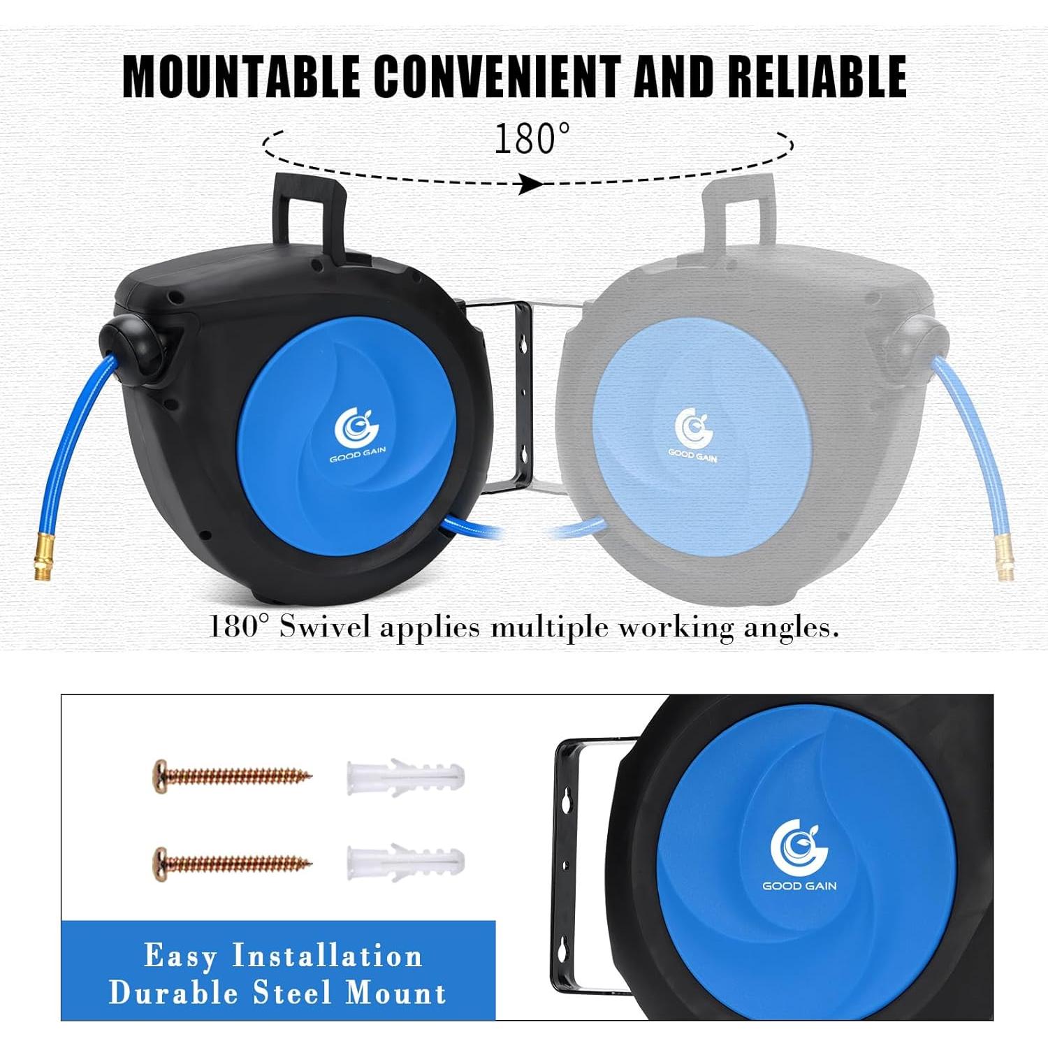 Carrete de Manguera de Aire G GOOD GAIN 15m x 9.5mm Azul