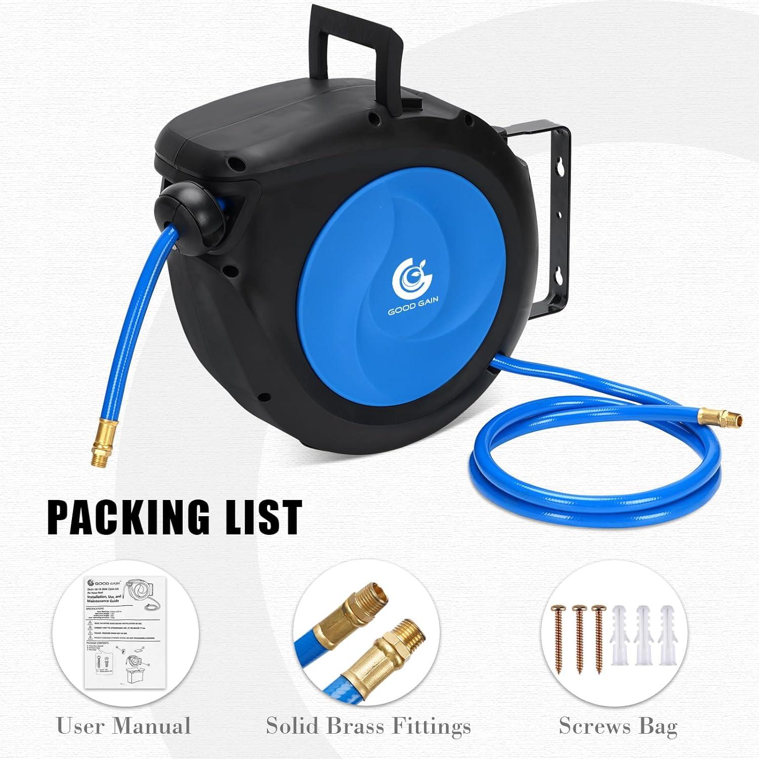 Carrete de Manguera de Aire G GOOD GAIN 15m x 9.5mm Azul