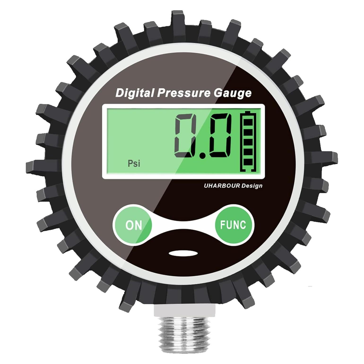 Manómetro Digital Uharbour 0.35-15 PSI con Protector de Goma