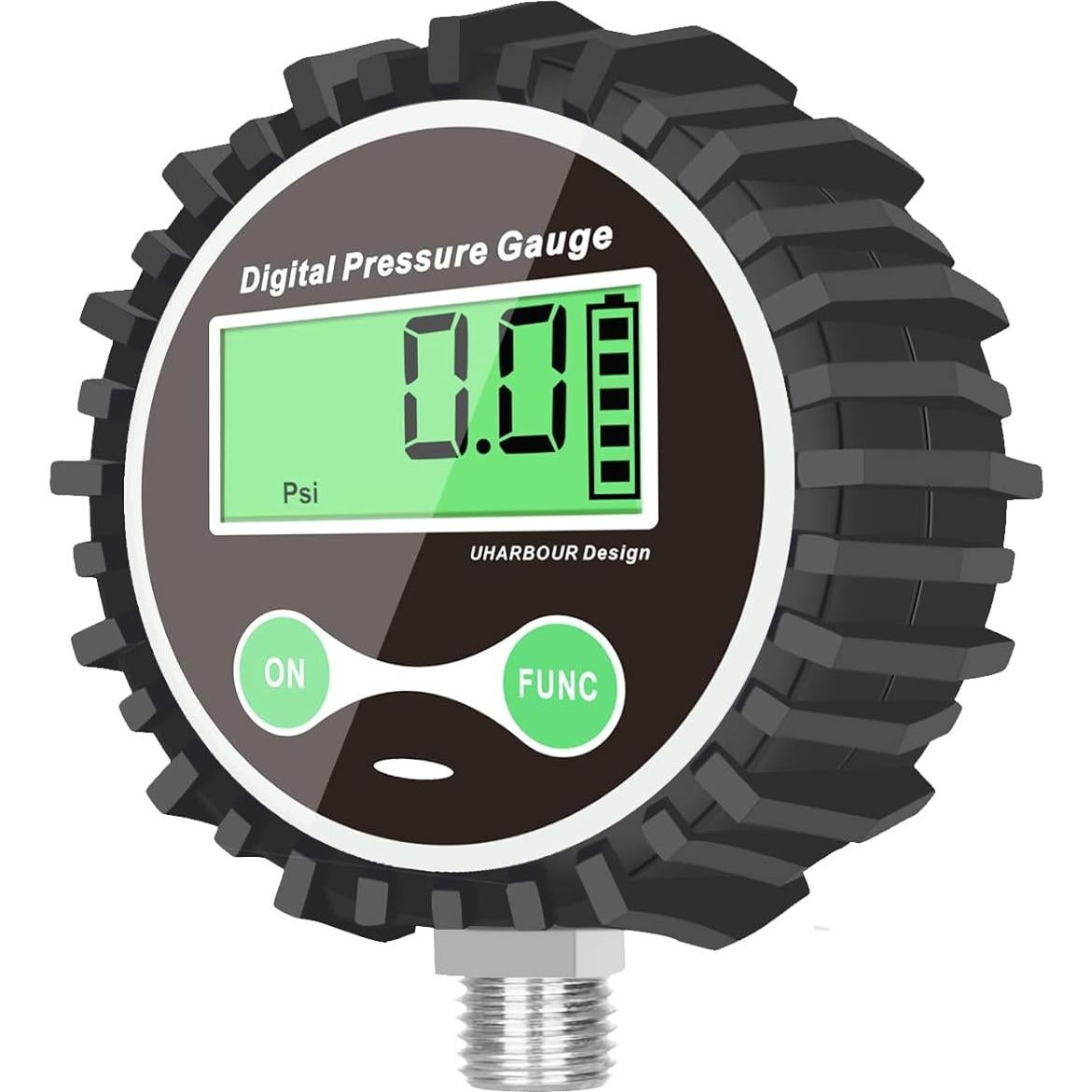 Manómetro Digital Uharbour 0.35-15 PSI con Protector de Goma