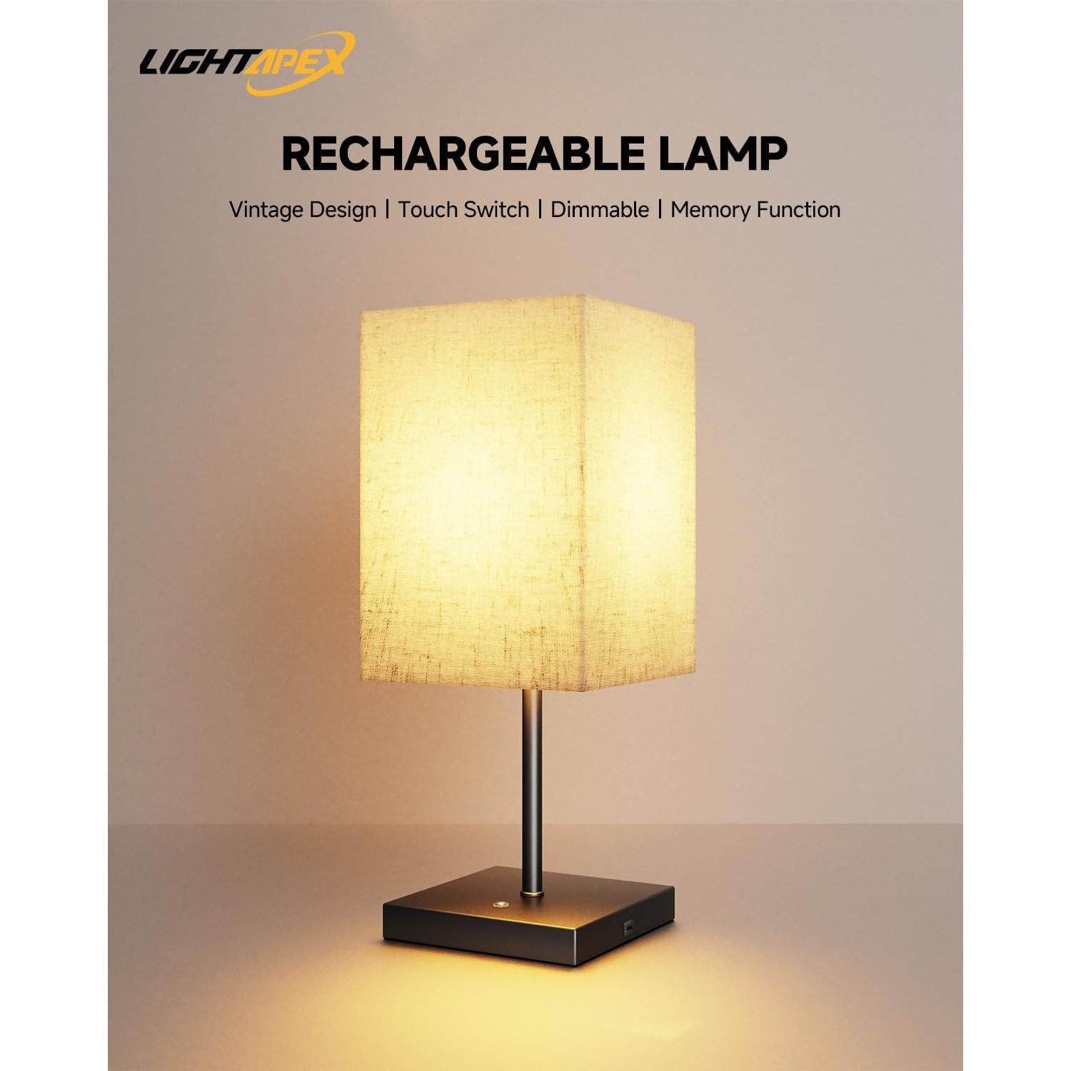 Lámpara de Mesa Inalámbrica Lightapex Cubo Negra 35.5cm