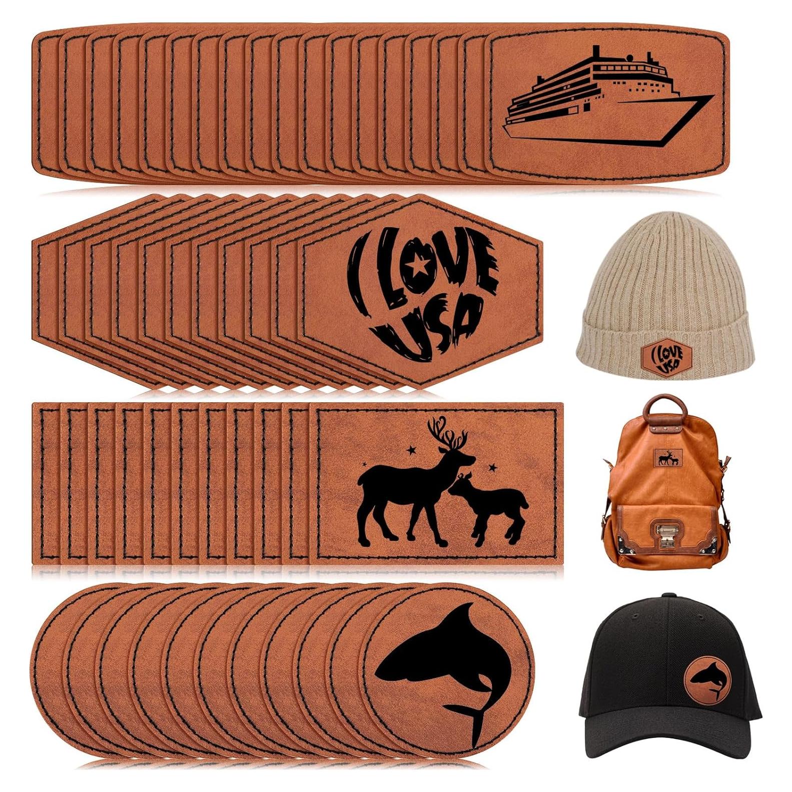 80 Parches de Cuero Sintético Juexica Caqui Grabables 6.35 cm