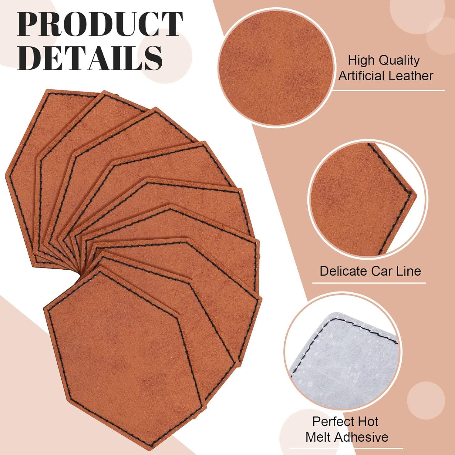 80 Parches de Cuero Sintético Juexica Caqui Grabables 6.35 cm