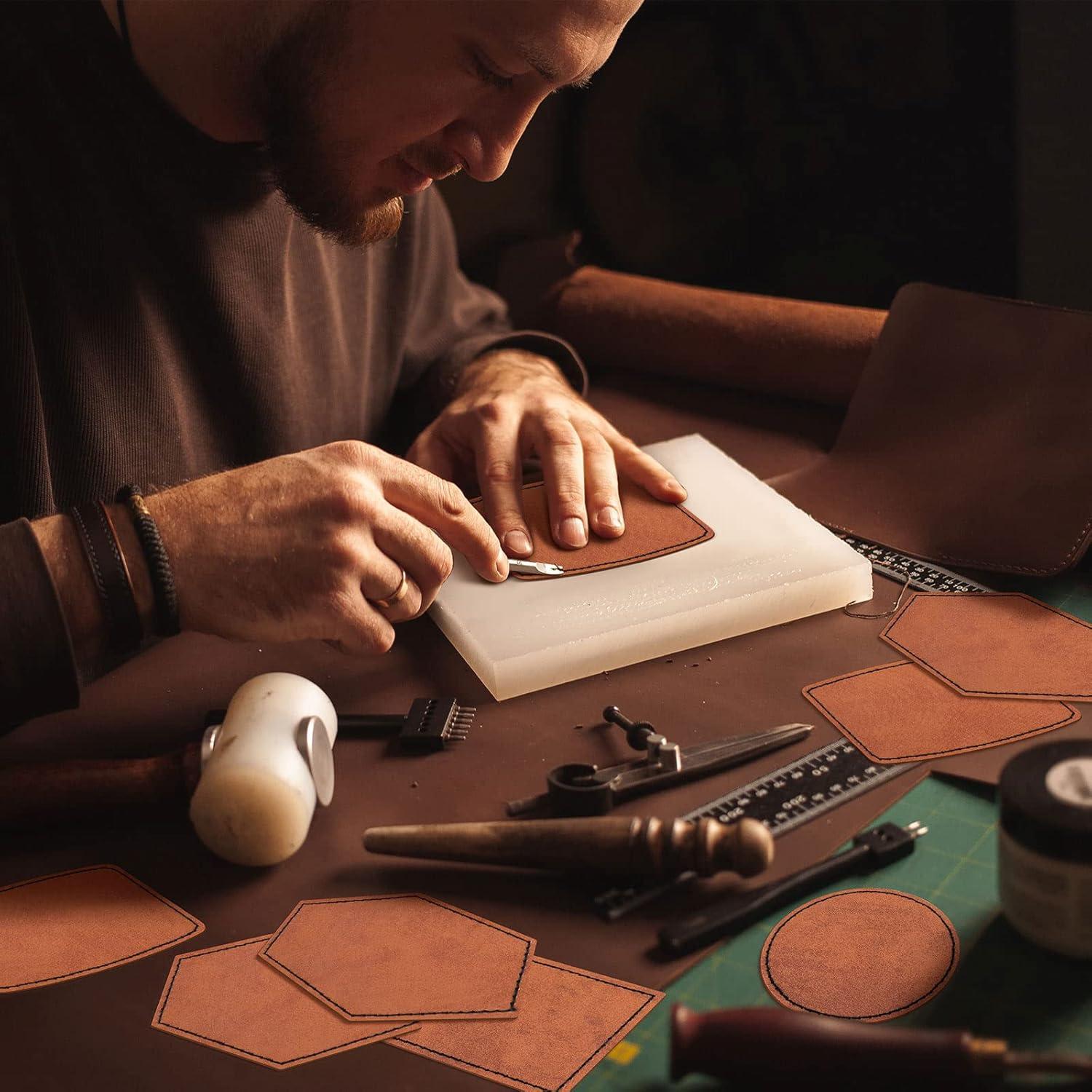 80 Parches de Cuero Sintético Juexica Caqui Grabables 6.35 cm