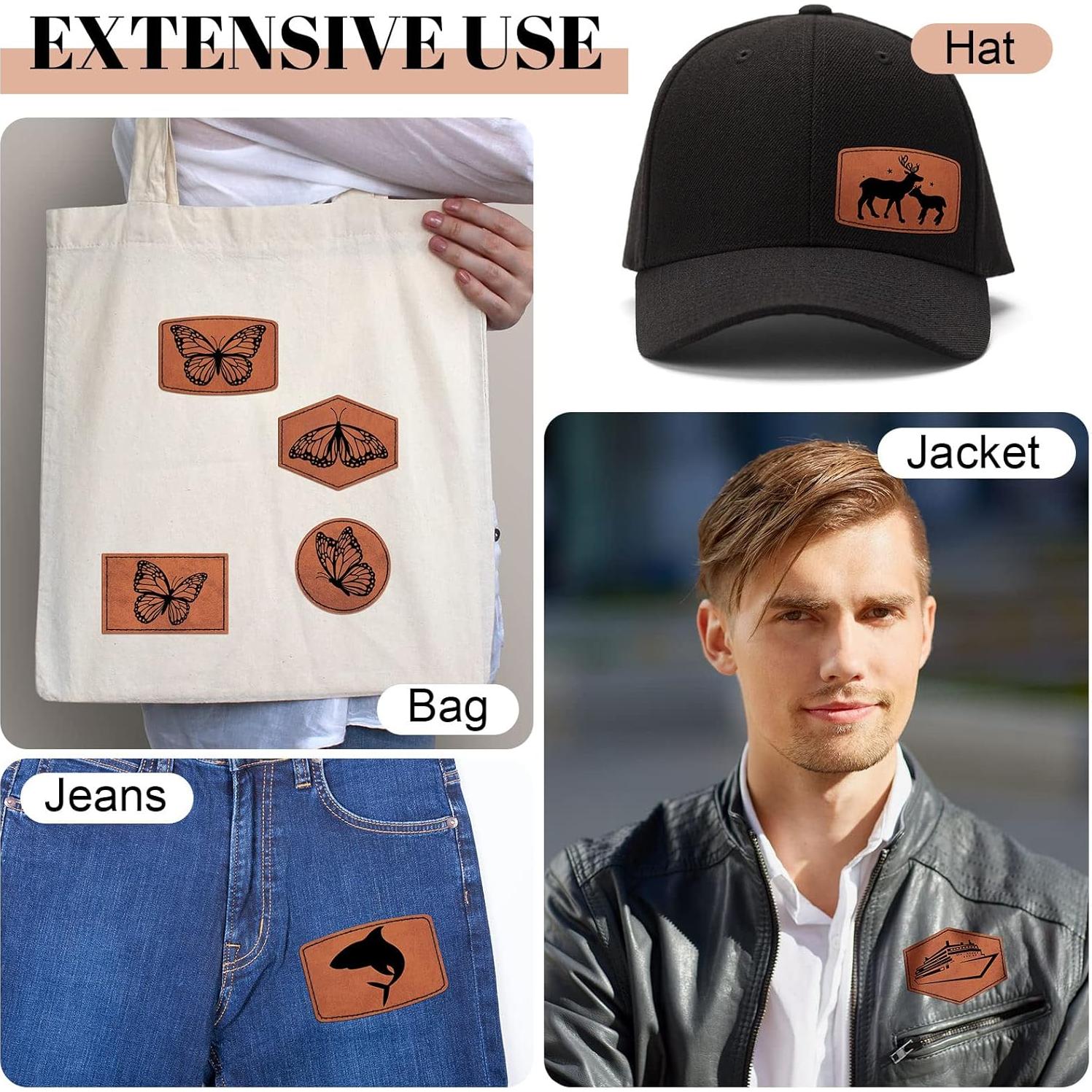 80 Parches de Cuero Sintético Juexica Caqui Grabables 6.35 cm