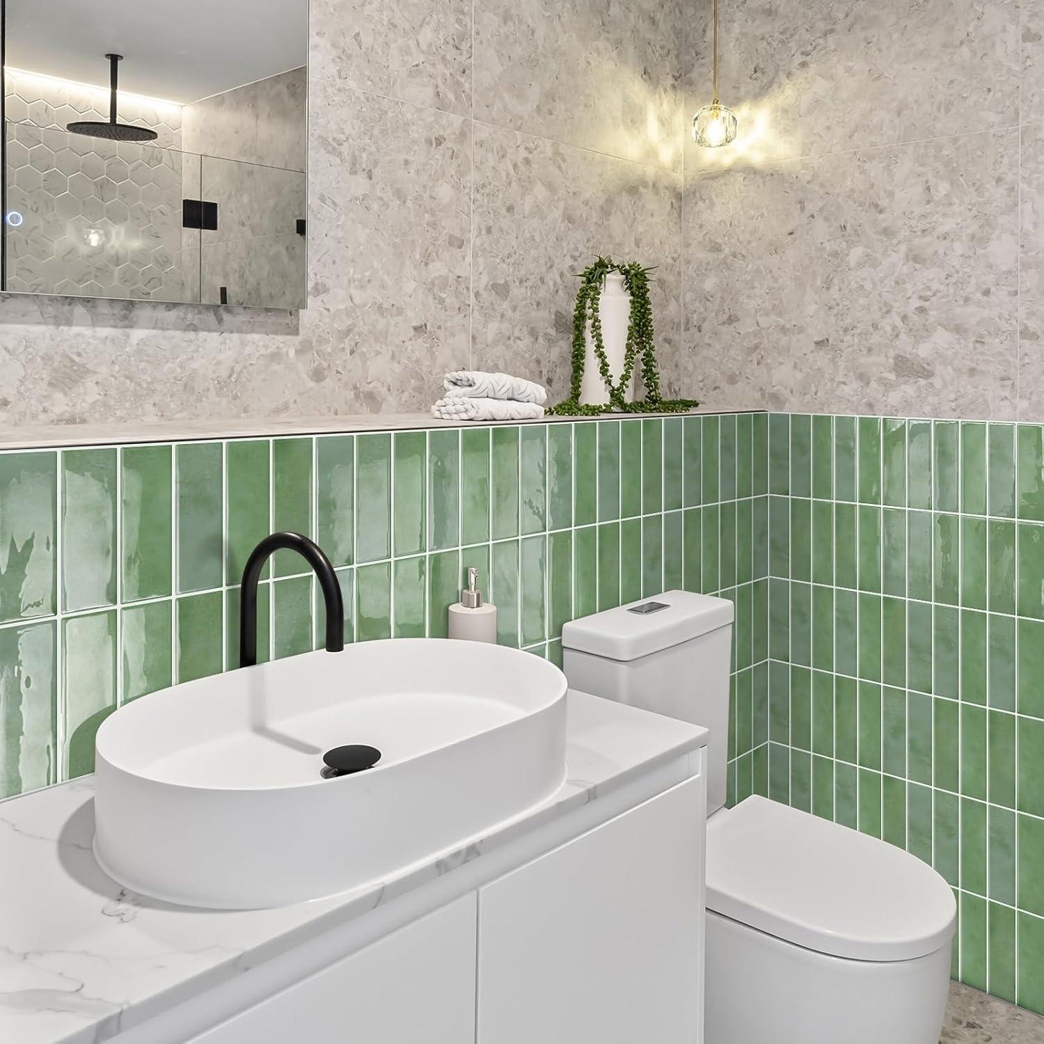 Azulejo autoadhesivo DEWOO 10 hojas 30.5x30.5cm verde