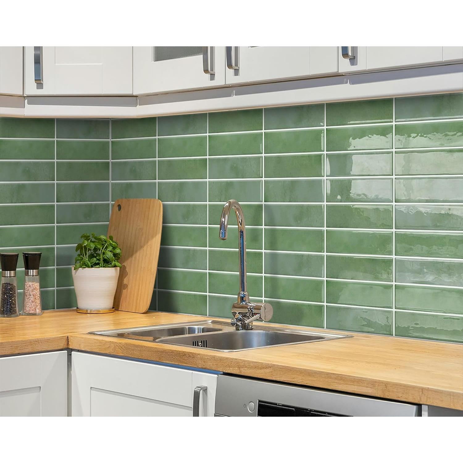 Azulejo autoadhesivo DEWOO 10 hojas 30.5x30.5cm verde