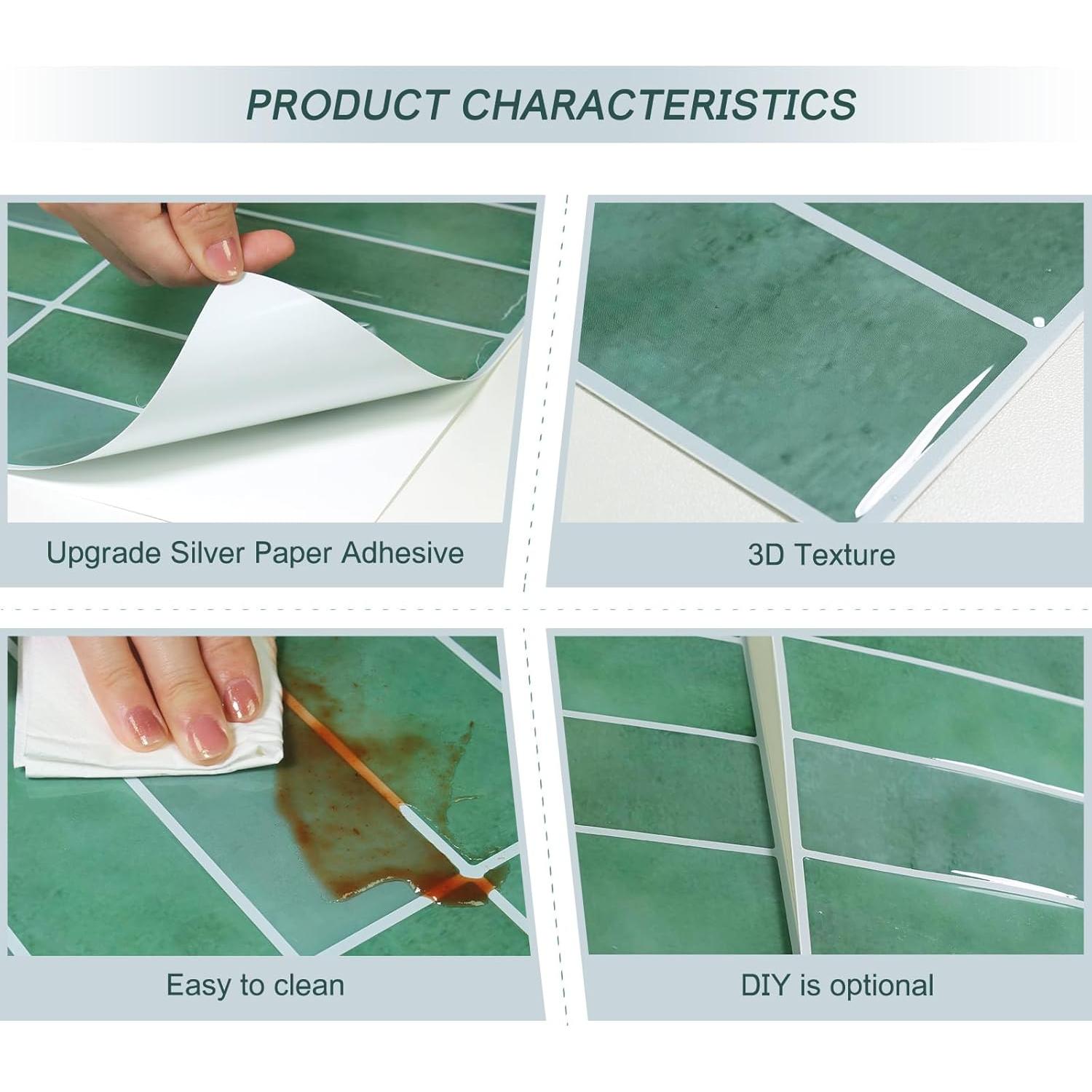 Azulejo autoadhesivo DEWOO 10 hojas 30.5x30.5cm verde