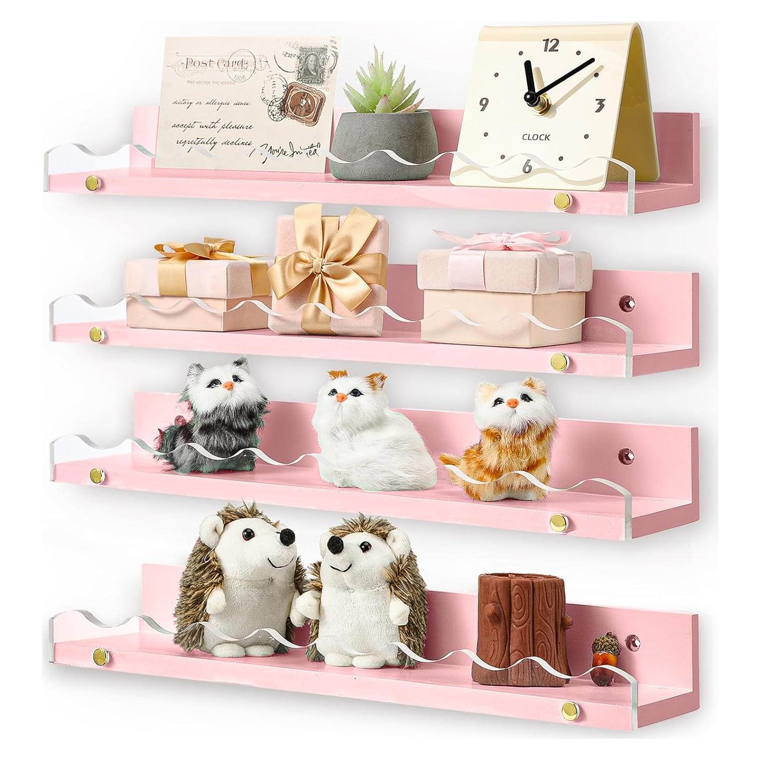 Estantes Flotantes de Madera y Acrílico Yesaior - 4 Unidades 42x8.8 cm