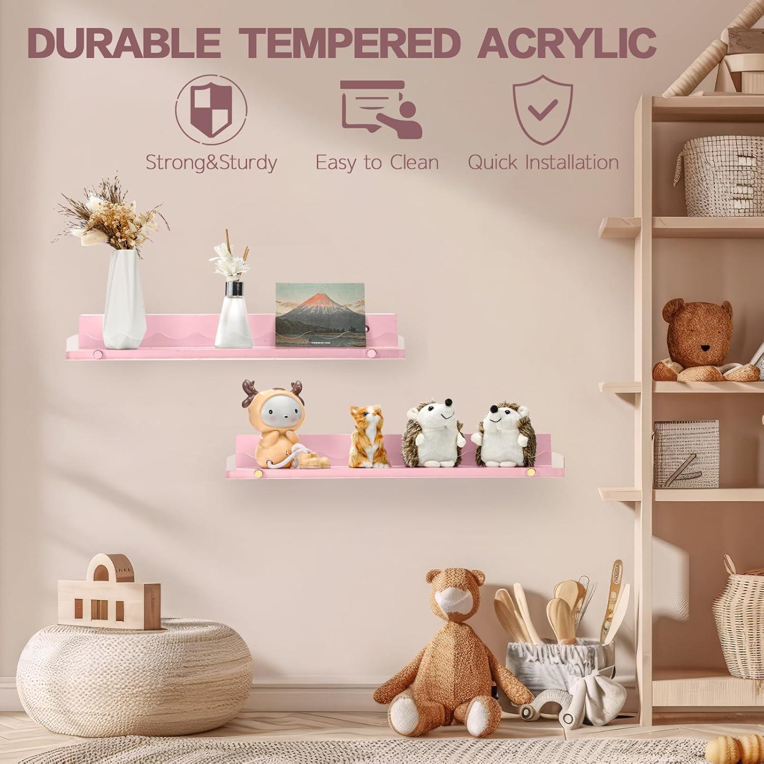 Estantes Flotantes de Madera y Acrílico Yesaior - 4 Unidades 42x8.8 cm