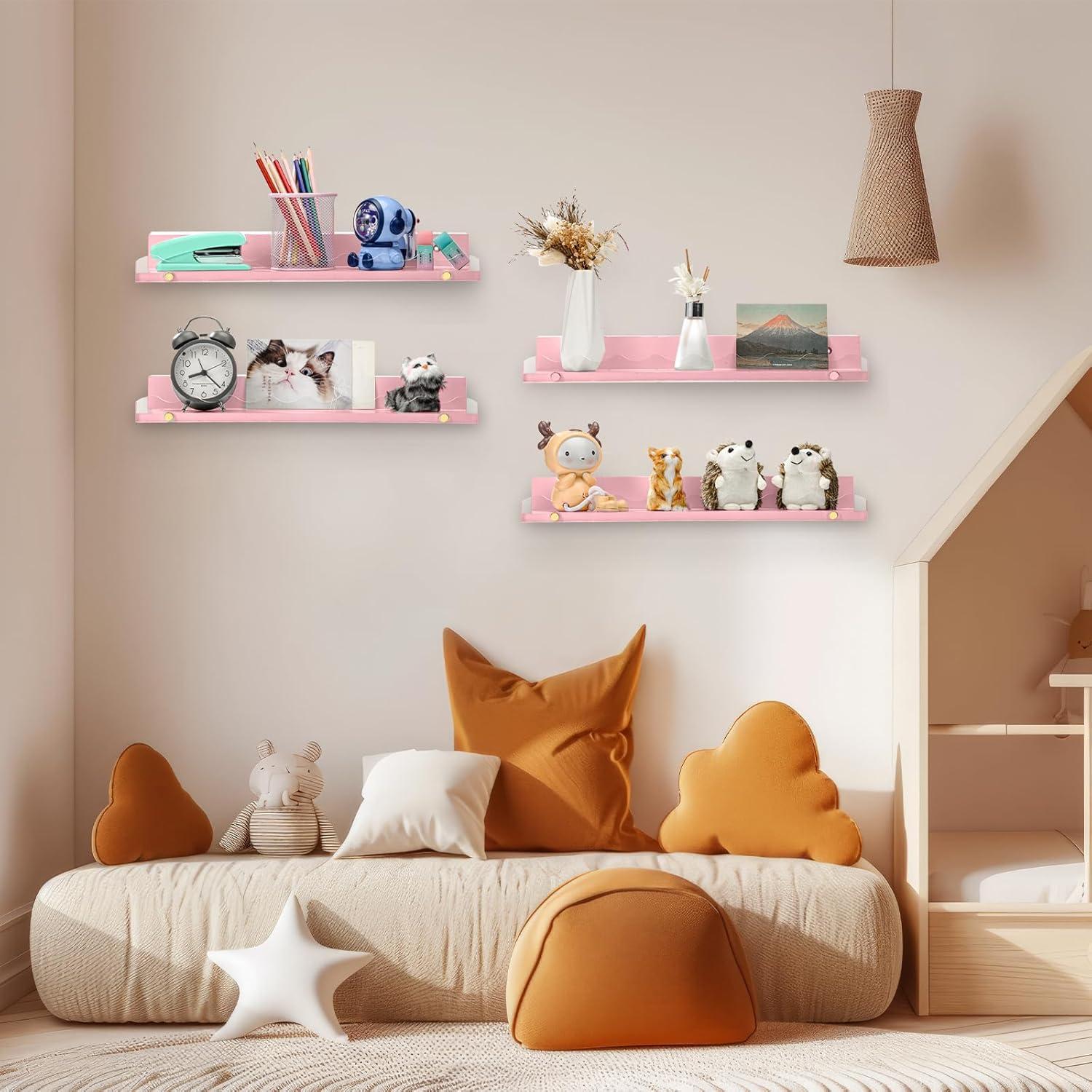 Estantes Flotantes de Madera y Acrílico Yesaior - 4 Unidades 42x8.8 cm