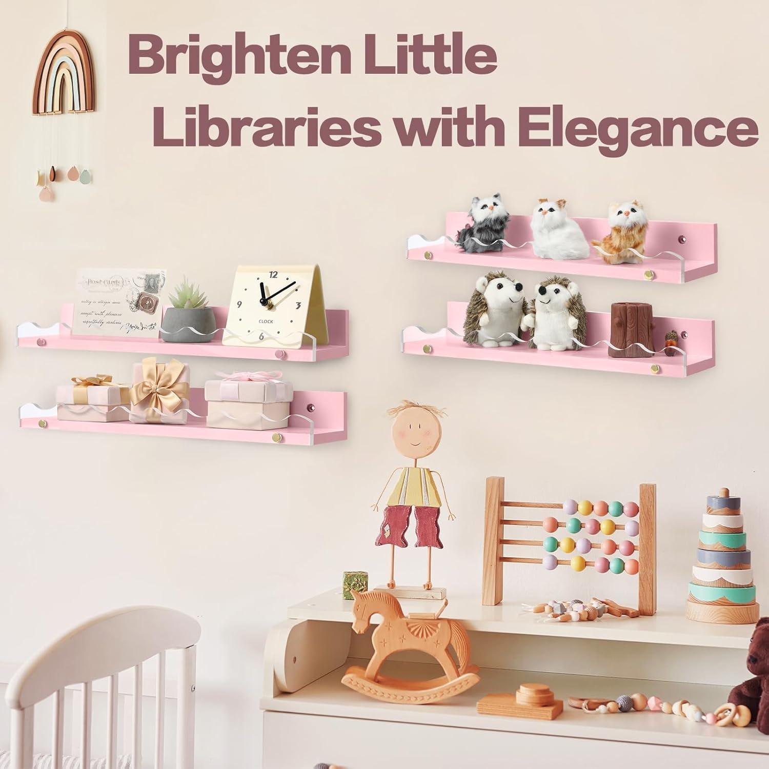 Estantes Flotantes de Madera y Acrílico Yesaior - 4 Unidades 42x8.8 cm