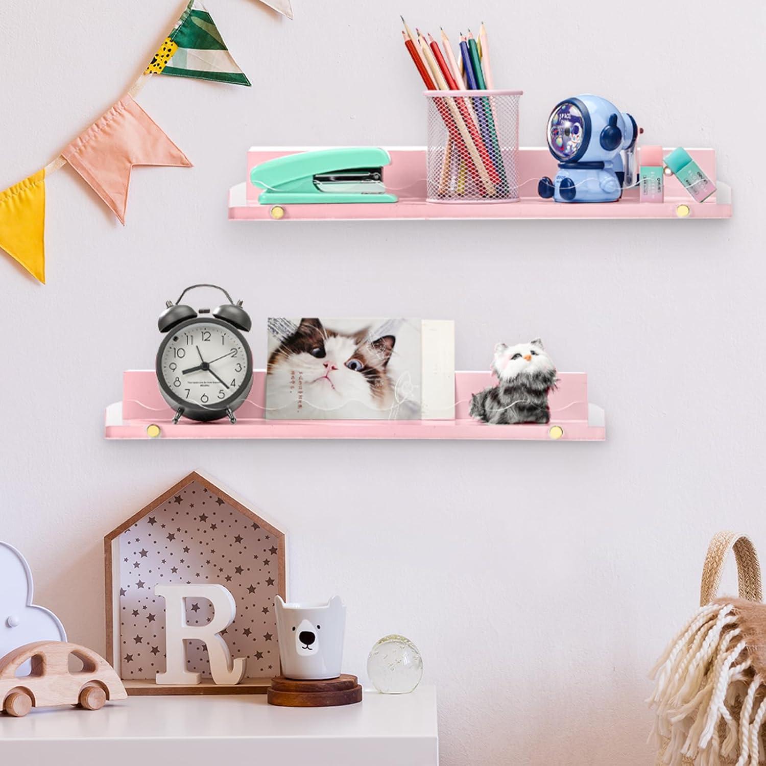 Estantes Flotantes de Madera y Acrílico Yesaior - 4 Unidades 42x8.8 cm